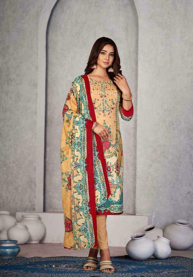 Soft Cotton Dress Material with Embroidery and Swarovski Work