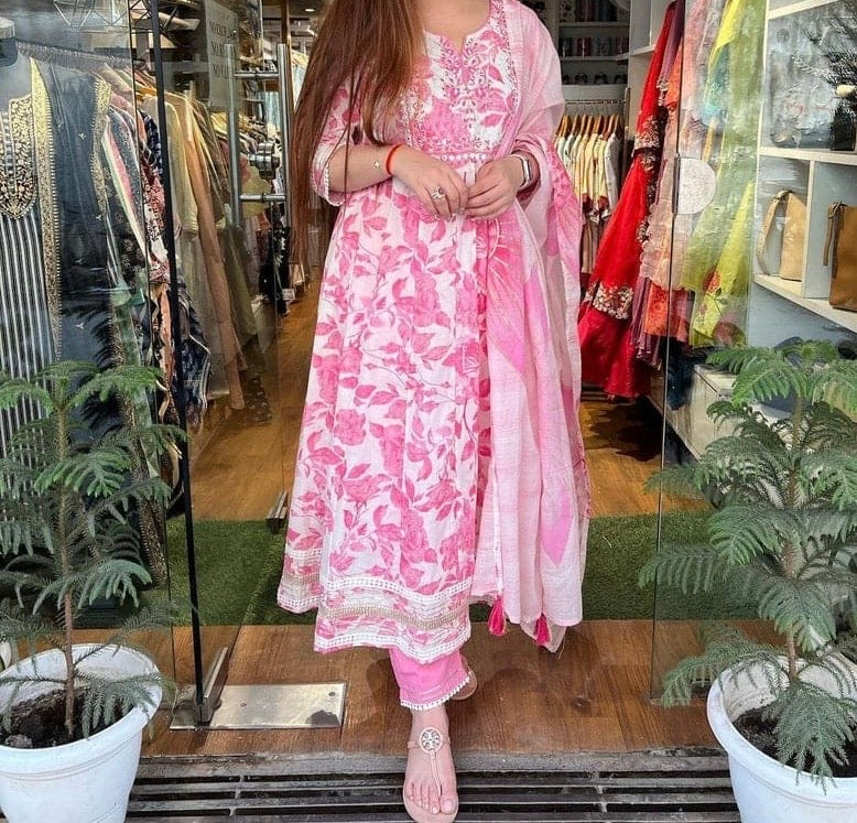 Radiant Summer Chic: Embroidered Reyon Kurti Set Collection Unveiled