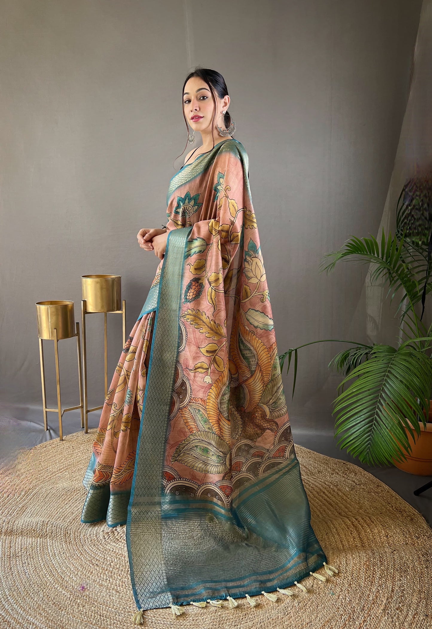 Pure Tussar Silk Kalamkari Sarees