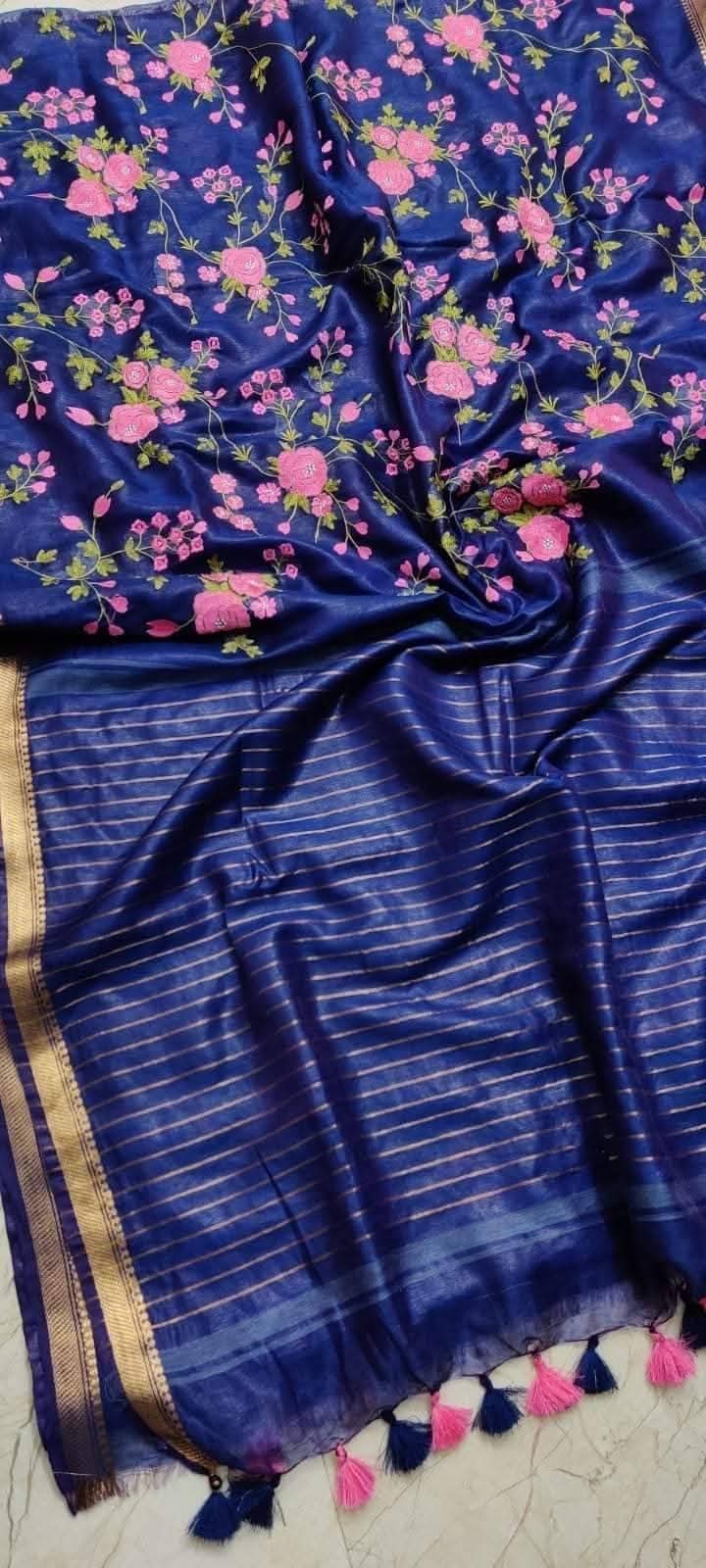 Handloom Pure Tussar Silk with Embroidery