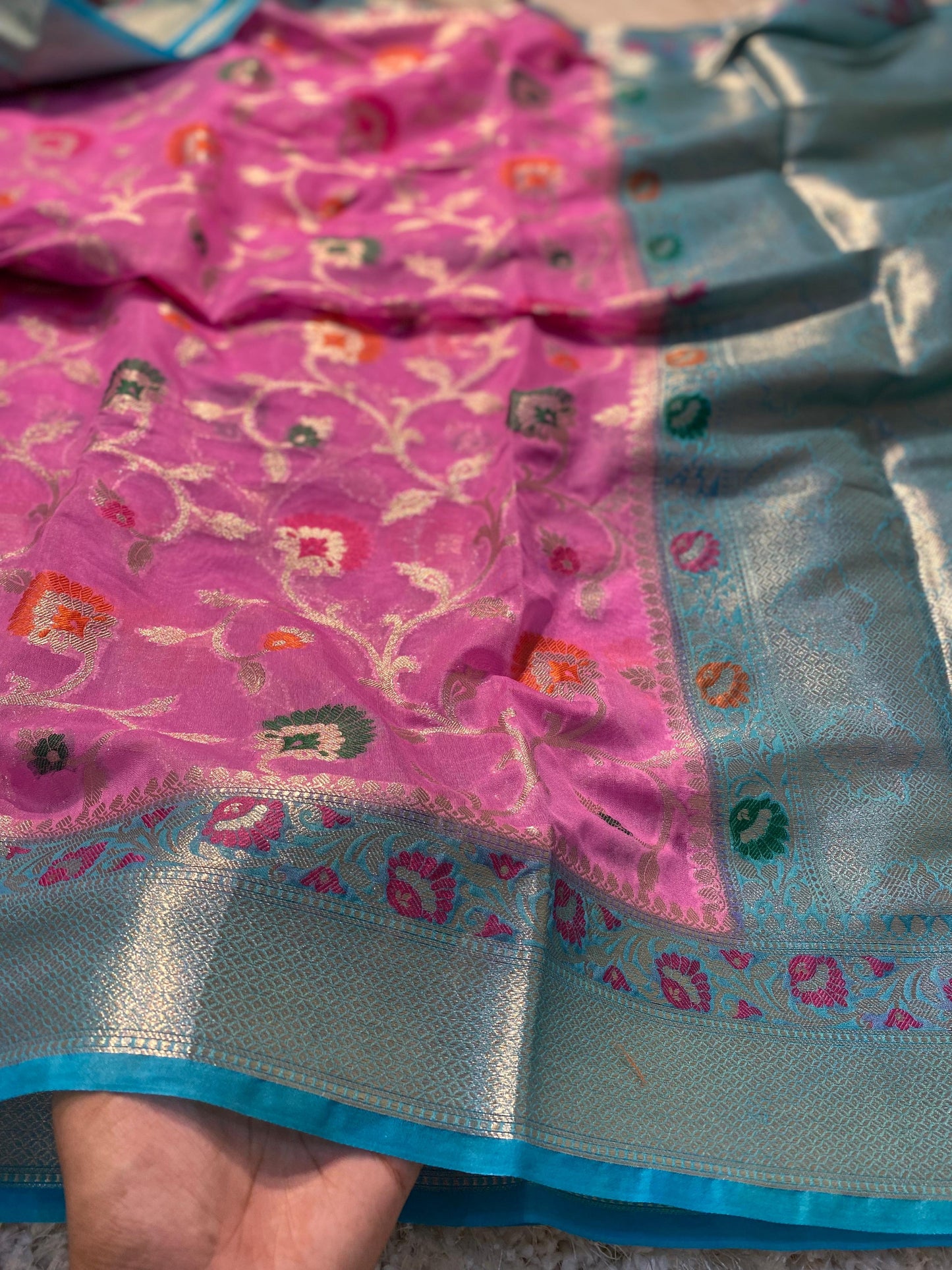 Diwali Dhamaka Offer: Banarasi Meenakari Georgette Silk Saree