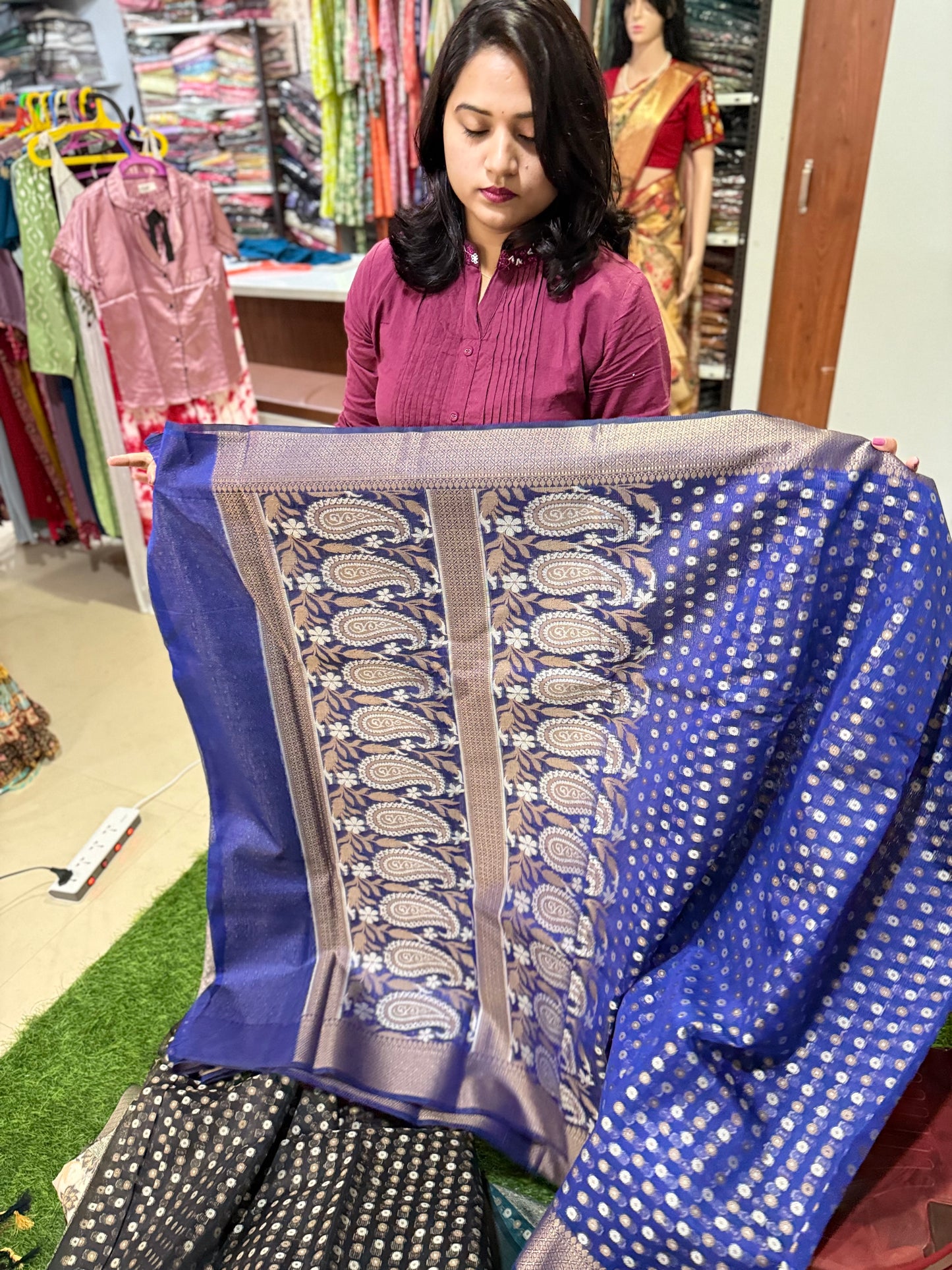 Pure Kota Stripe with Cotton Work Saree