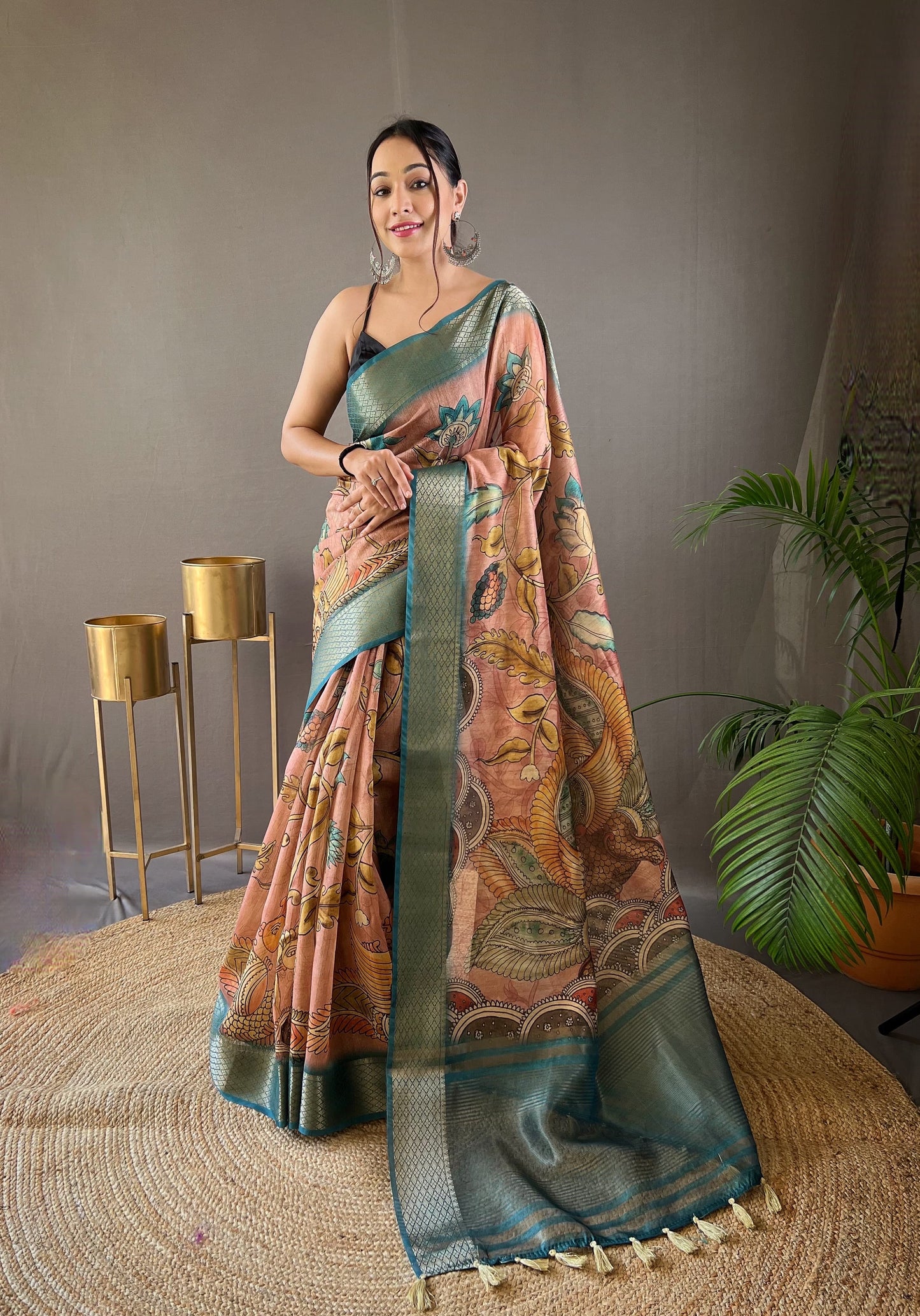 Pure Tussar Silk Kalamkari Sarees