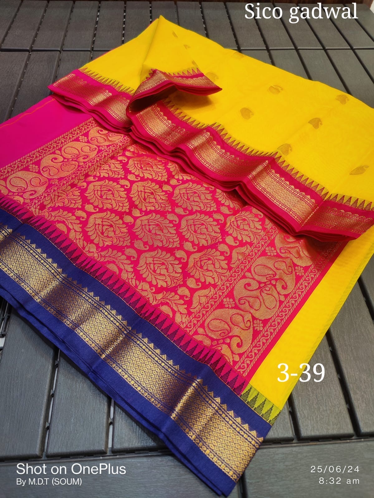 Elegant Cotton Silk Gadwal Saree with Traditional Design - LAST 5 in STOCK