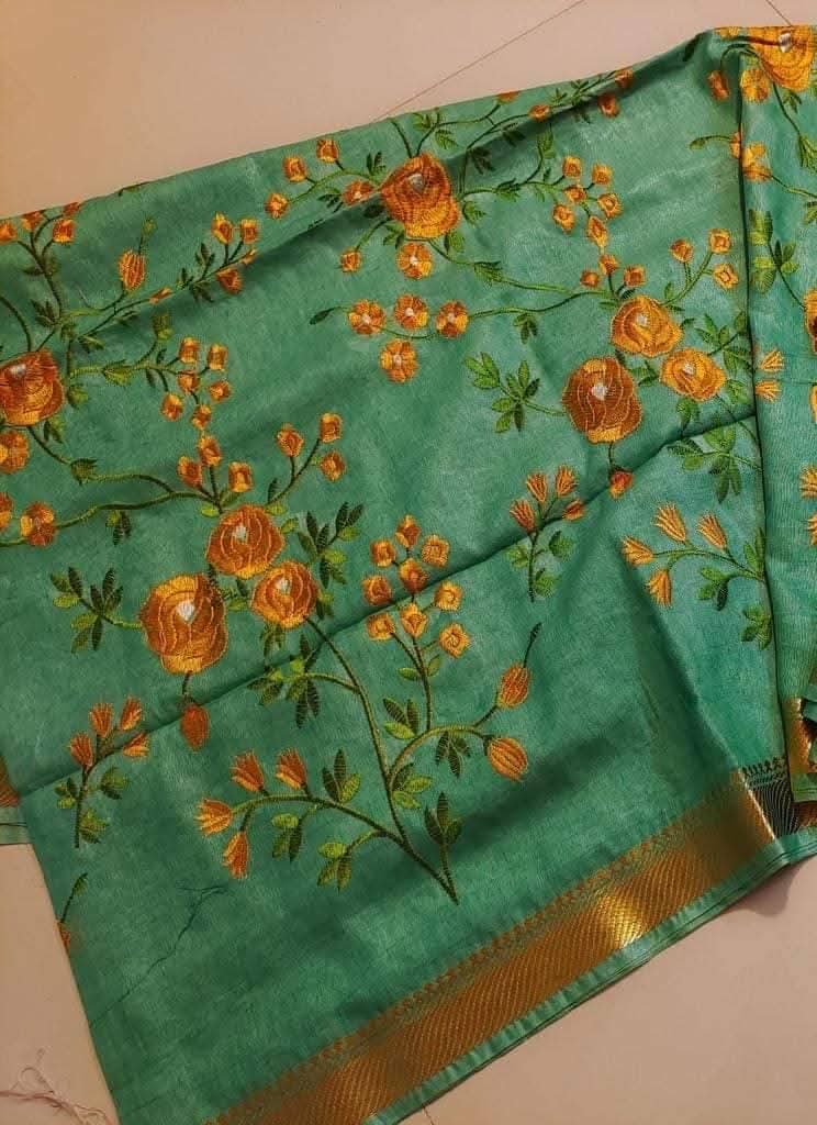 Handloom Pure Tussar Silk with Embroidery