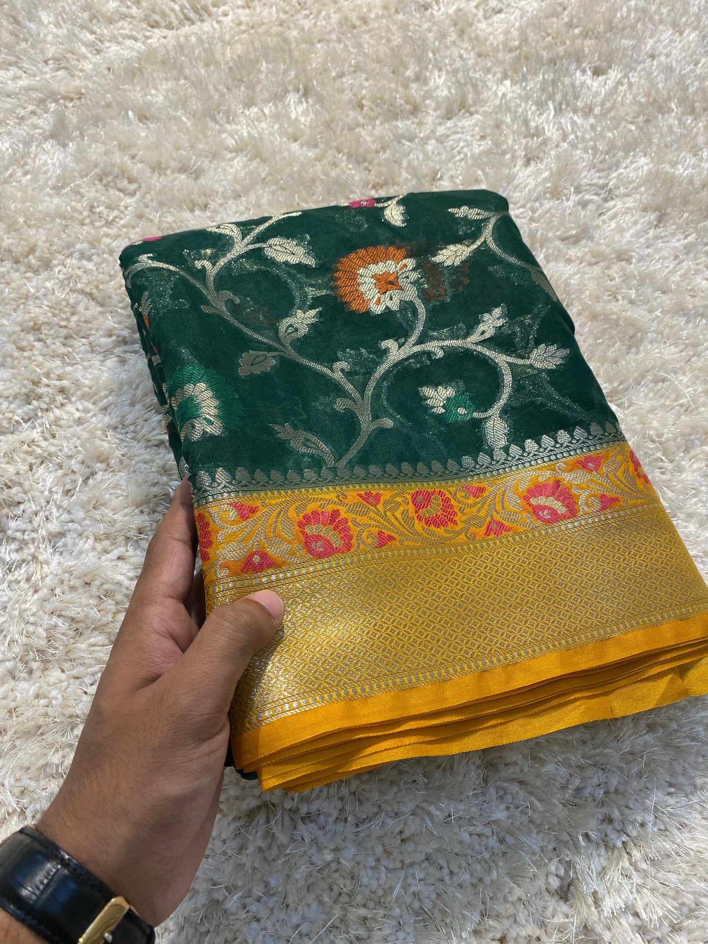 Diwali Dhamaka Offer: Banarasi Meenakari Georgette Silk Saree