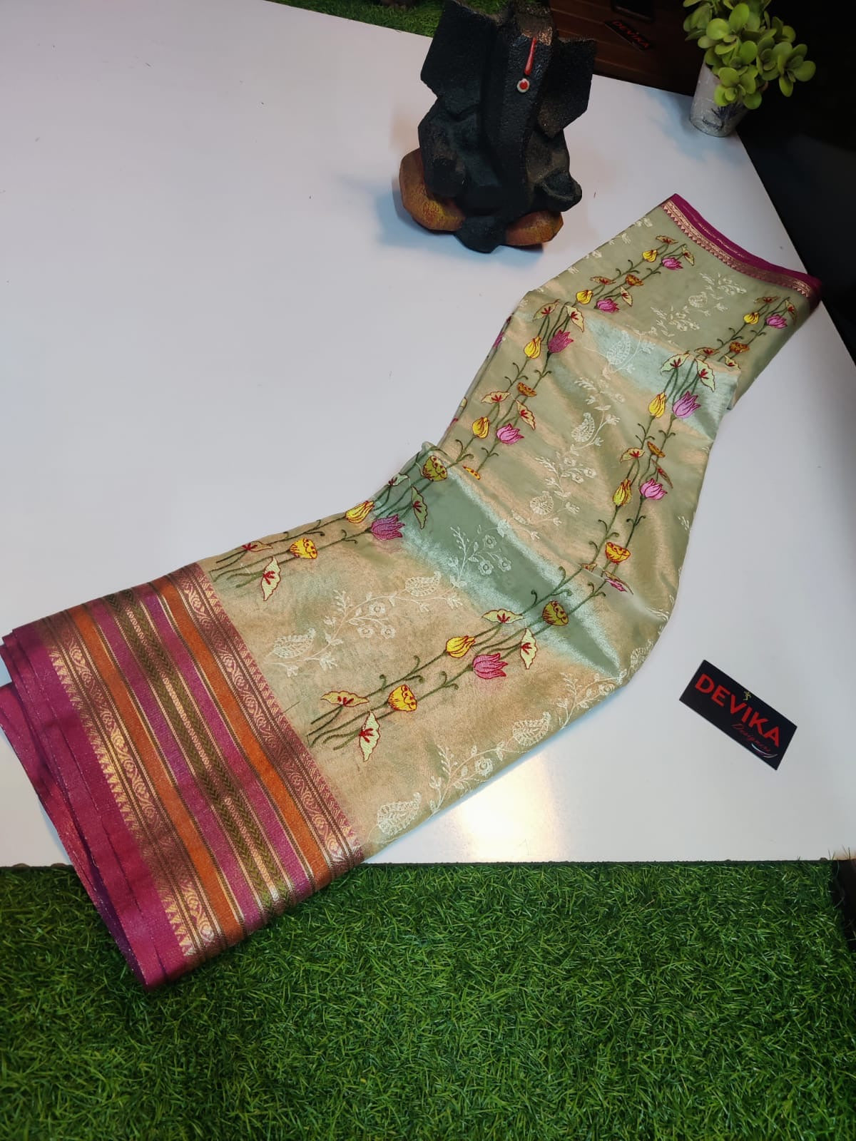 Trending Collection: Banarasi Tissue Embroidery Work Soft Saree