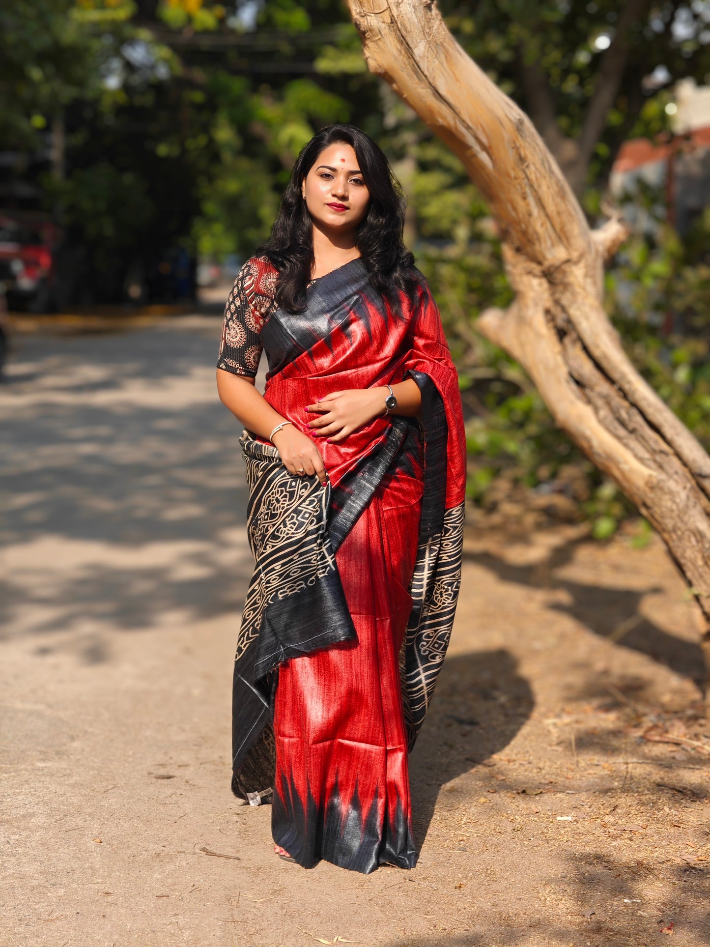 Handwoven Desi Tussar Ghicha Silk Saree for Women – Pure Silk with Blouse, Silk Mark Certified