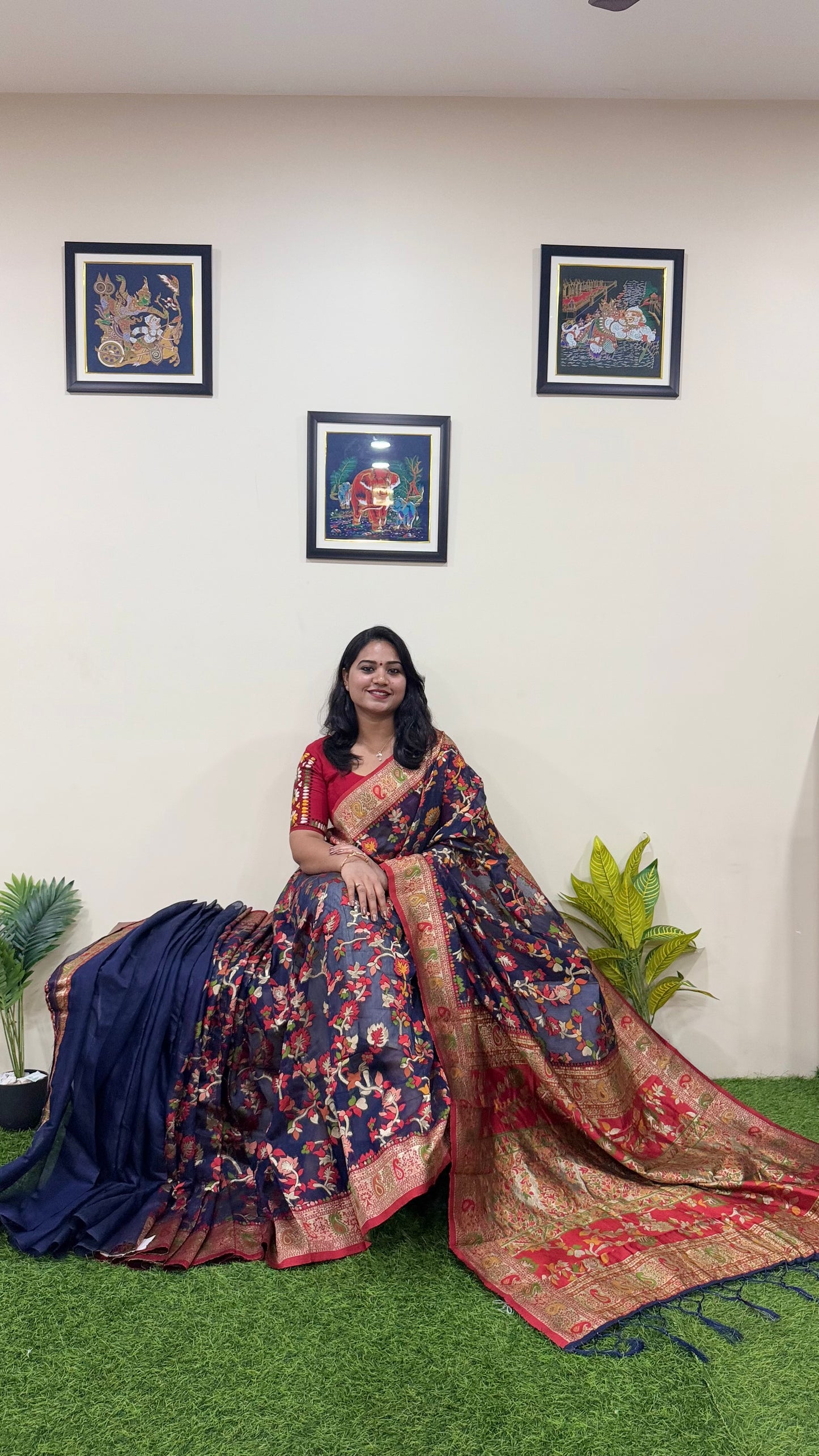 Semi Chanderi Pashmina Saree code 311