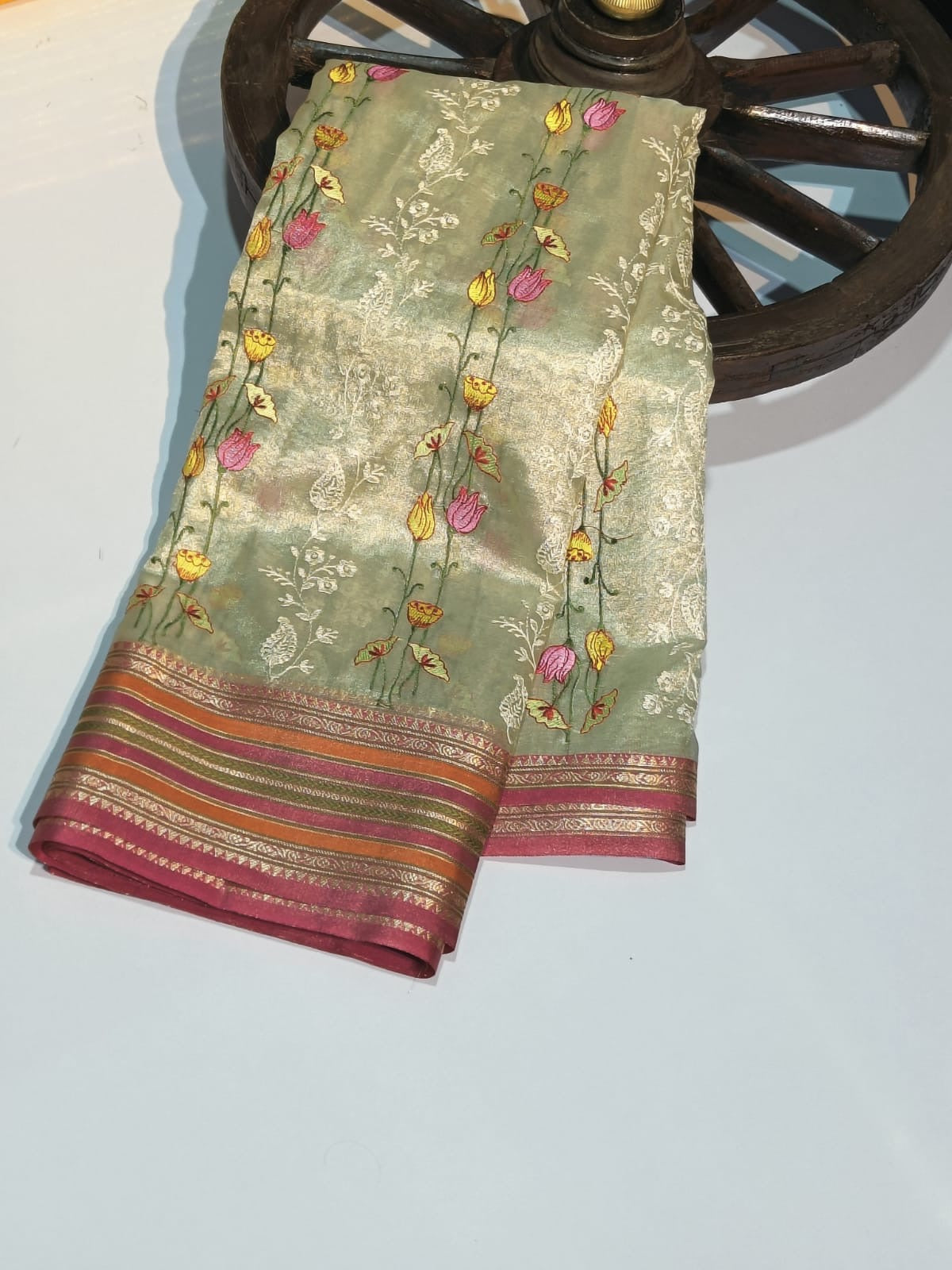 Trending Collection: Banarasi Tissue Embroidery Work Soft Saree