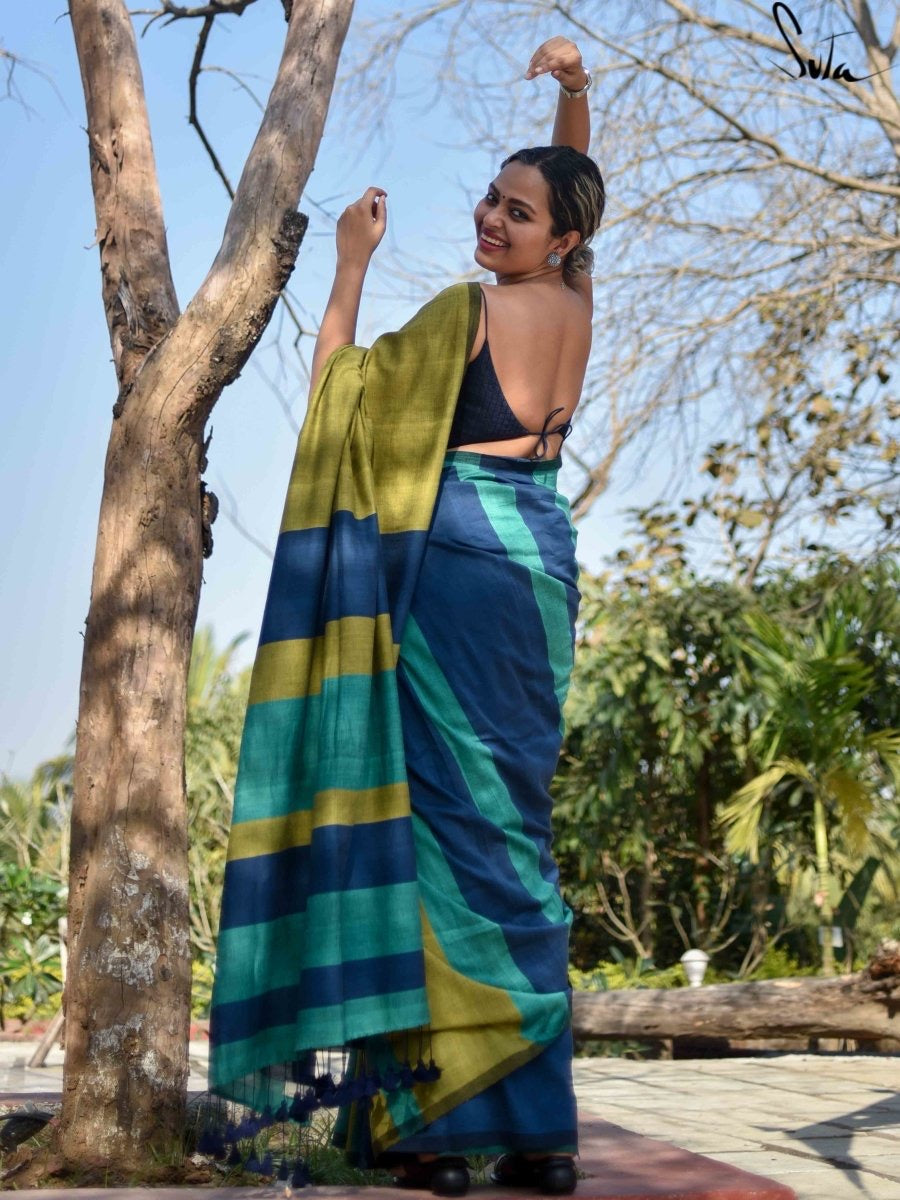Newly Launched Rangoli Stripe Kaadi Saree