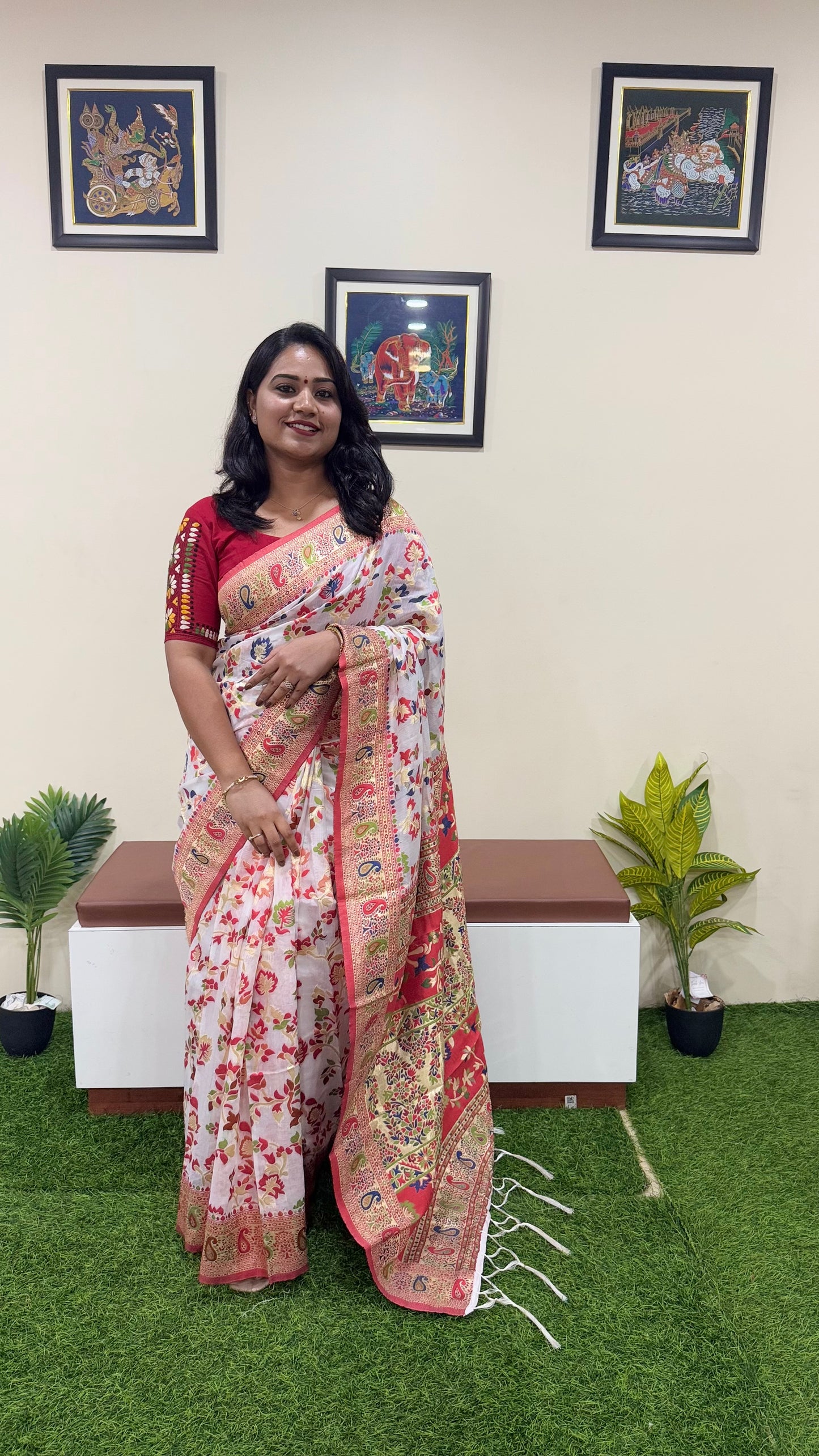 Semi Chanderi Pashmina Saree code 311