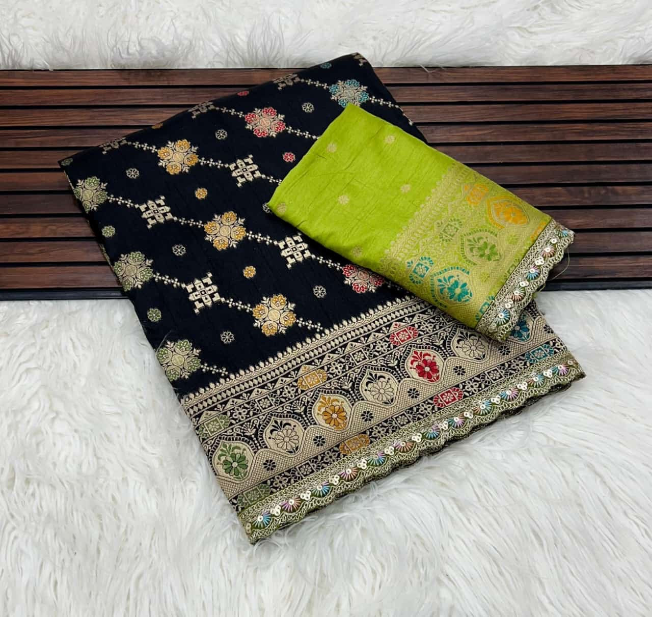 Pure Masharu Silk Lakhnavi Meena Jacquard Saree