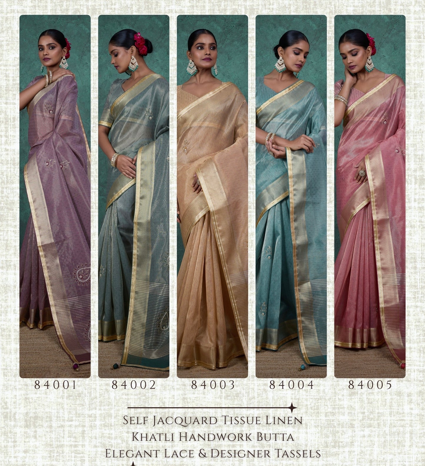 linen tissue saree with handwork motifs, lace detailing, and designer blouse – lightweight ethnic wear for women