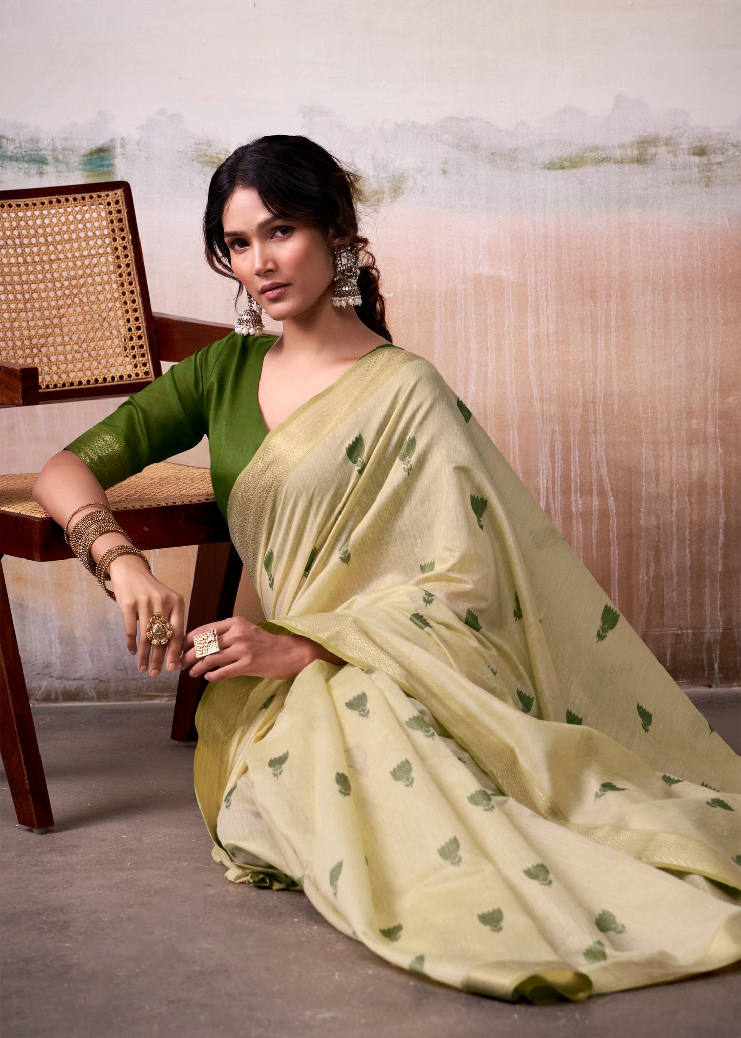 modal cotton saree with zari-style motifs and contrast border – breathable ethnic wear for women