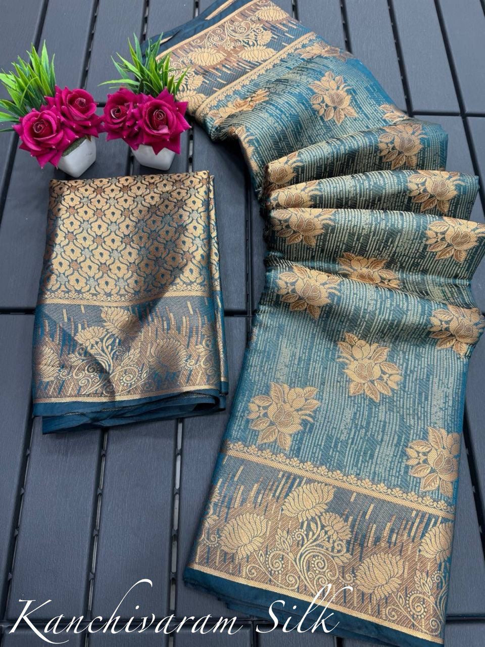 Kanchipuram Silk Handloom Heavy Zari Work Sarees