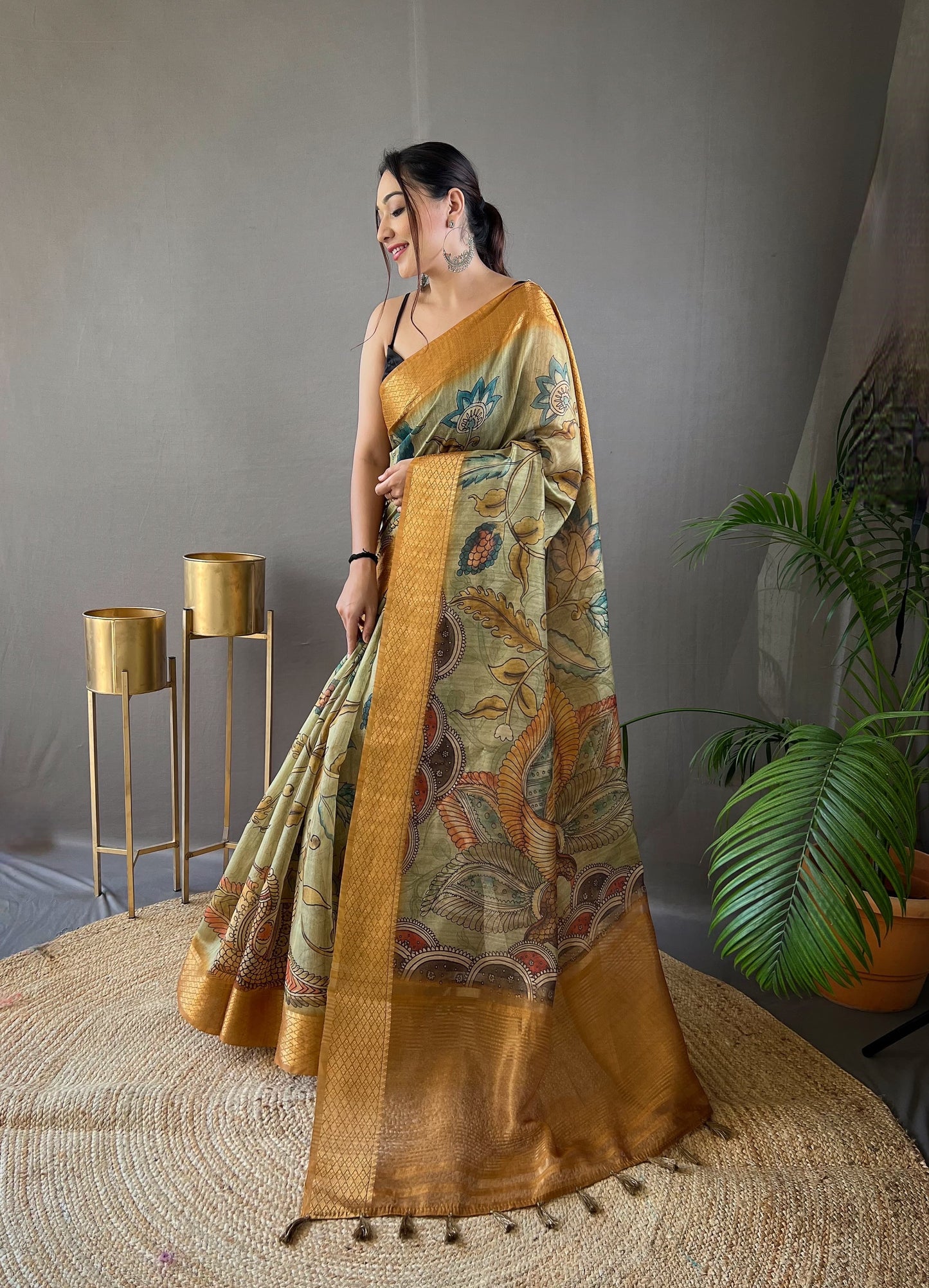 Pure Tussar Silk Kalamkari Sarees