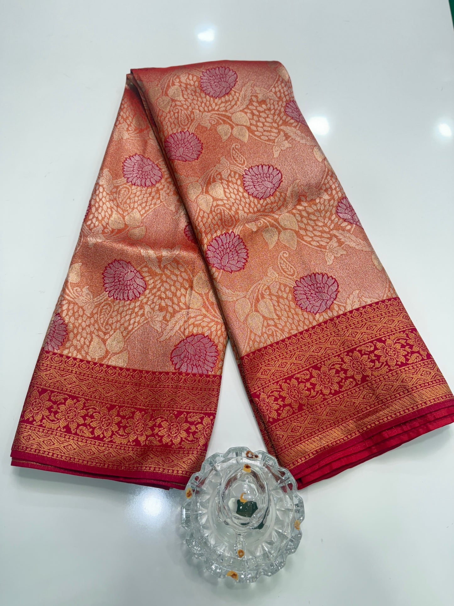 Kanjivaram Soft Silk Saree with Meenakari Weaving, Broad Pattu and Potli Tassels – Wedding Silk Saree for Women
