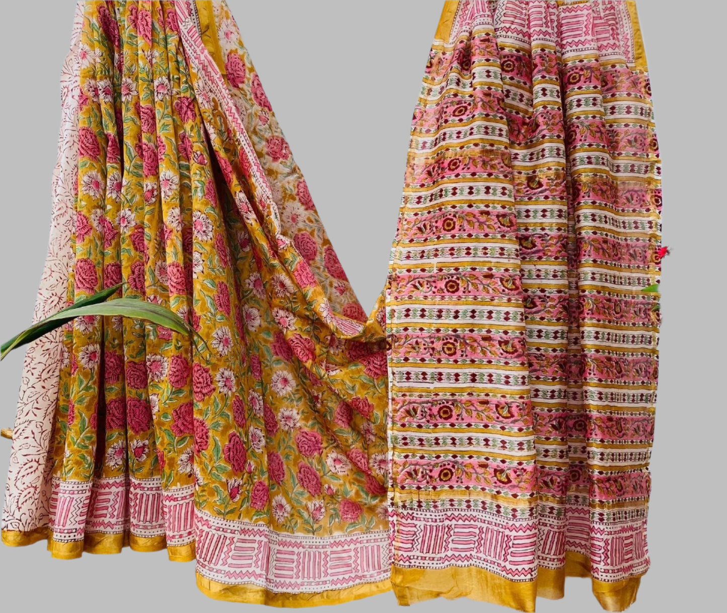 Chanderi Silk Saree with Intricate Handblock Print and Blouse Piece – Traditional Wear for Women