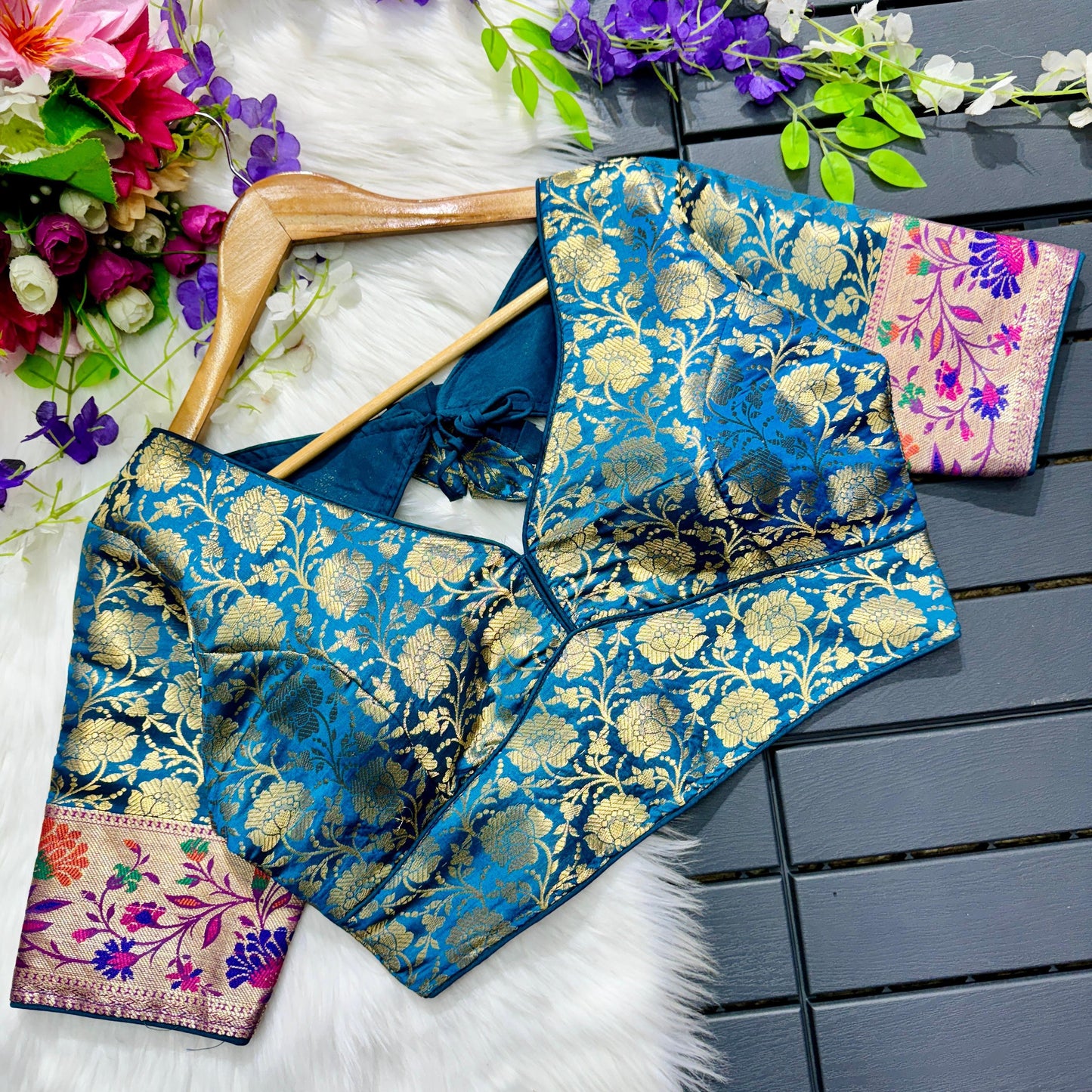 Festival Wear Blouse featuring intricate multi-meena work