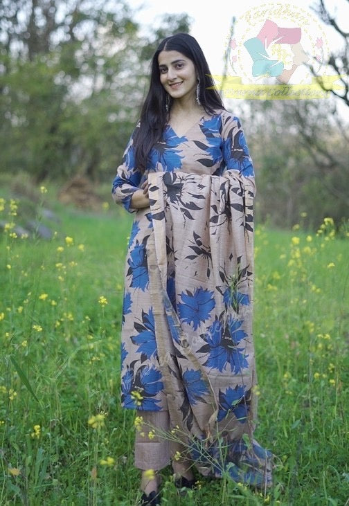 Cotton Silk Kurti Pant Dupatta Set for Women – Soft Lined Ethnic 3-Piece Ensemble – Sizes 36 to 44