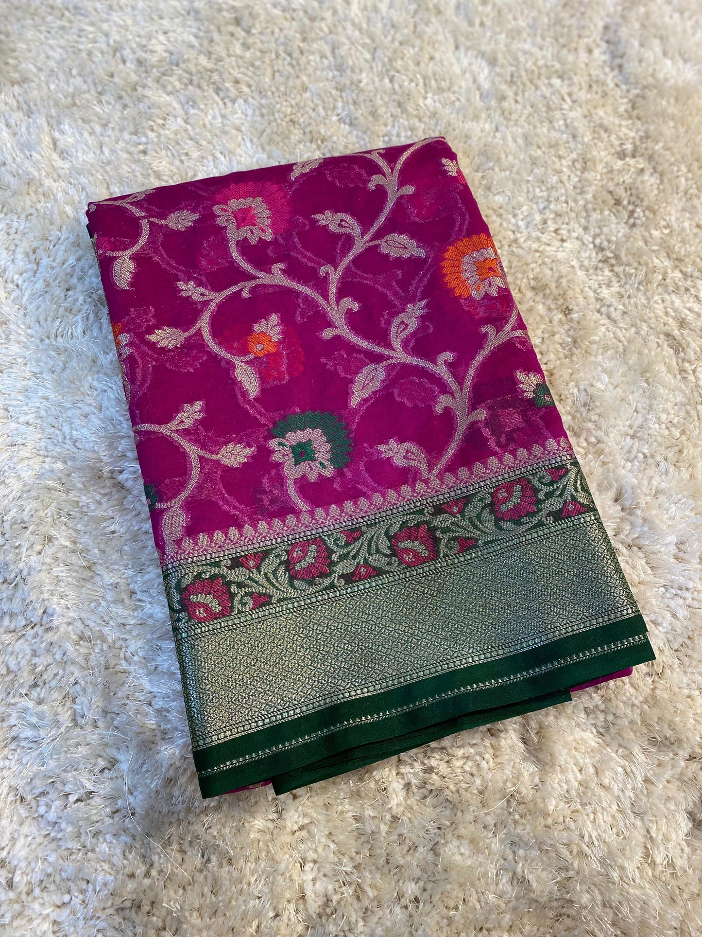 Diwali Dhamaka Offer: Banarasi Meenakari Georgette Silk Saree