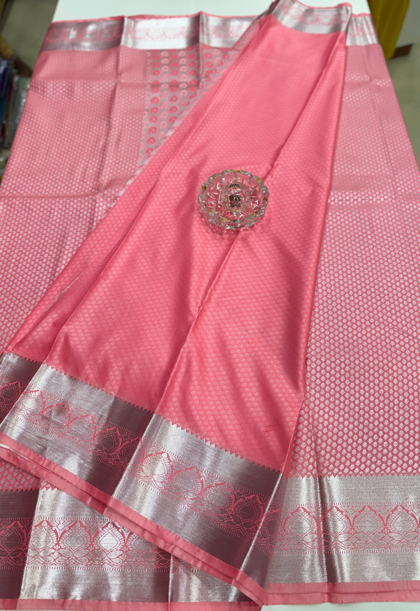 Traditional Kanchipuram Style Silk Saree for Women with Zari Border and Blouse Piece | Power-loom Woven Saree