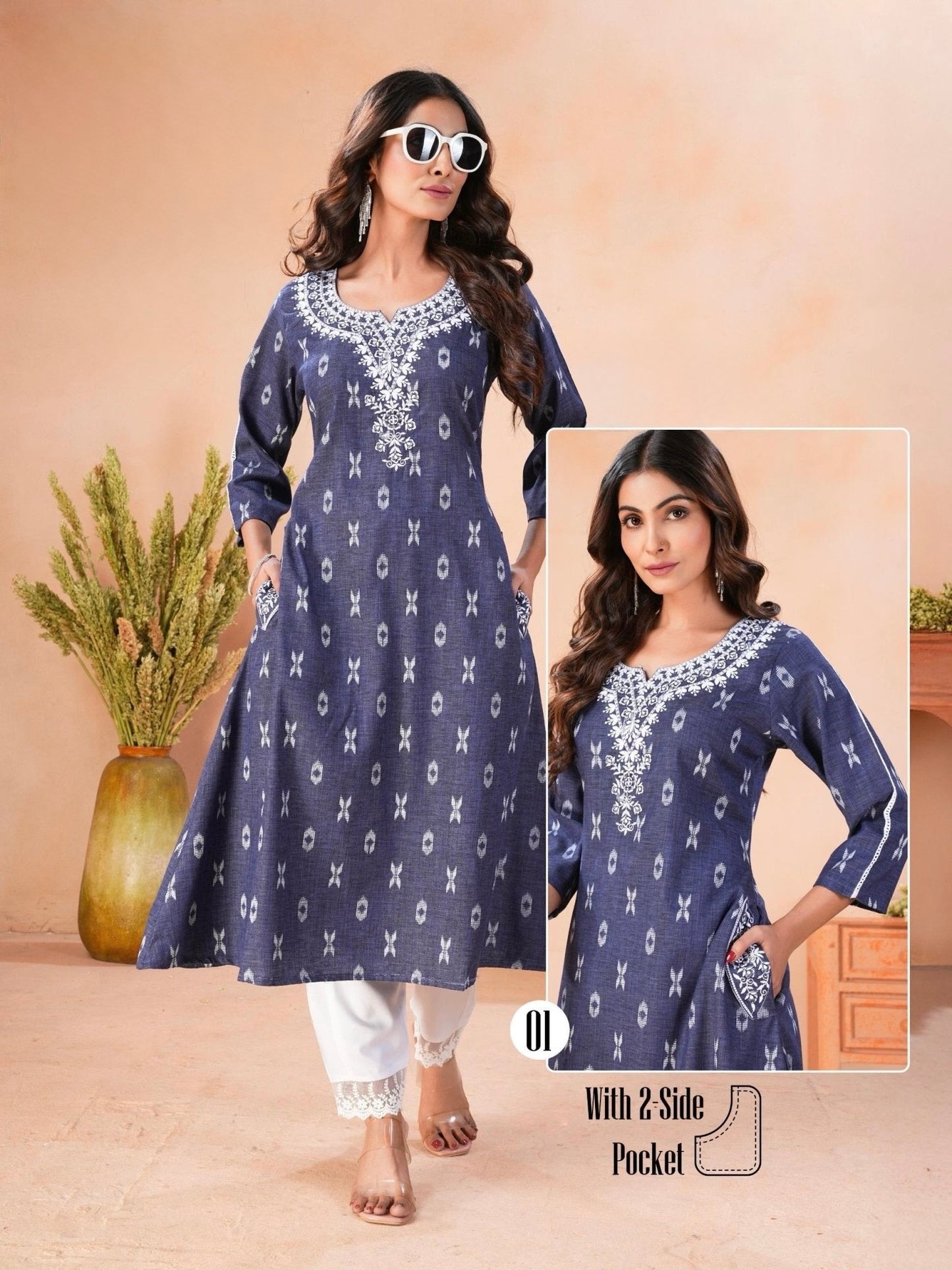 Denim Butta and Rayon Co-ord Set for Women – Casual Wear Two-Piece Set