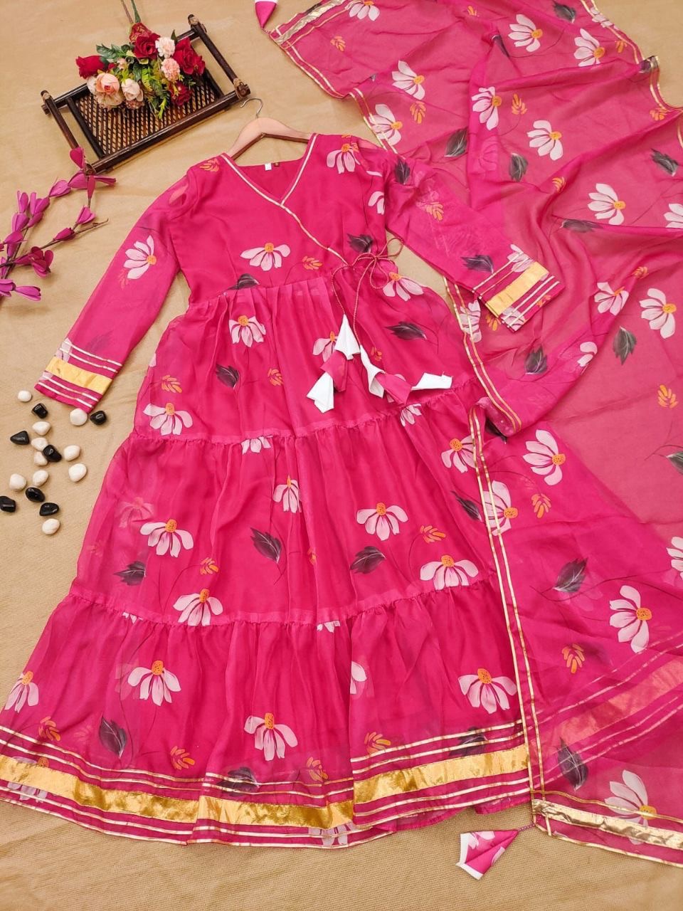 Hot Pink Organza Suit