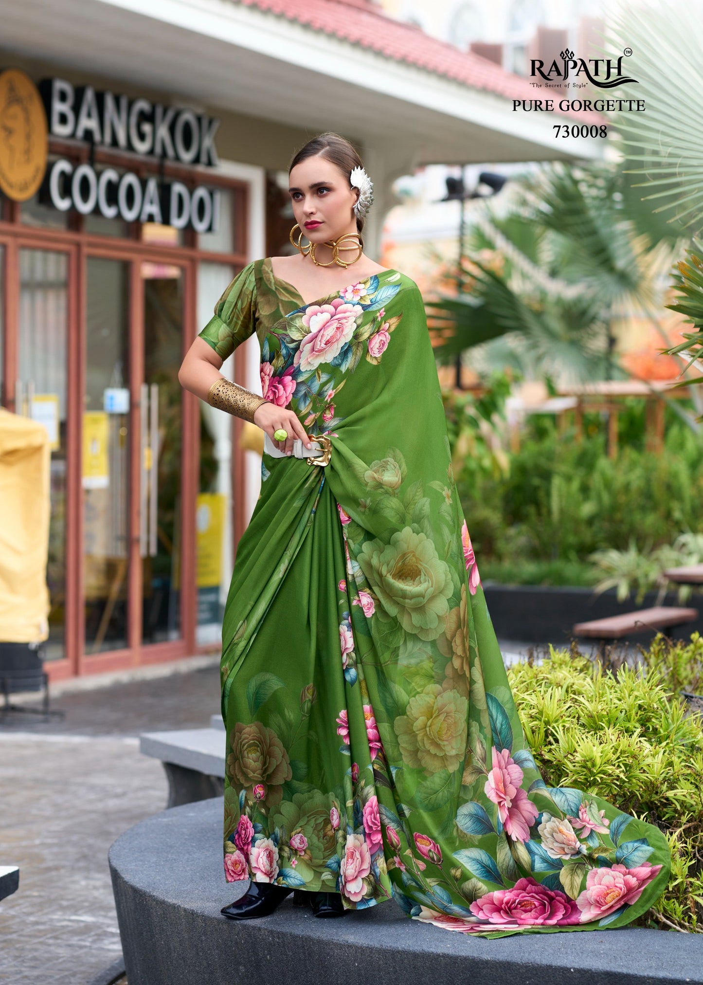 Pure Georgette Saree with Exclusive Digital Prints – Women’s Festive and Party Wear