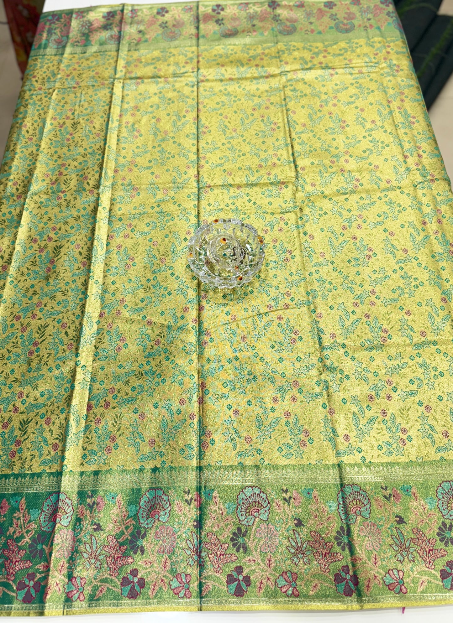 Dharmavaram Style Silk Saree with Zari Floral Weaving and Grand Pallu – Traditional Wedding Saree