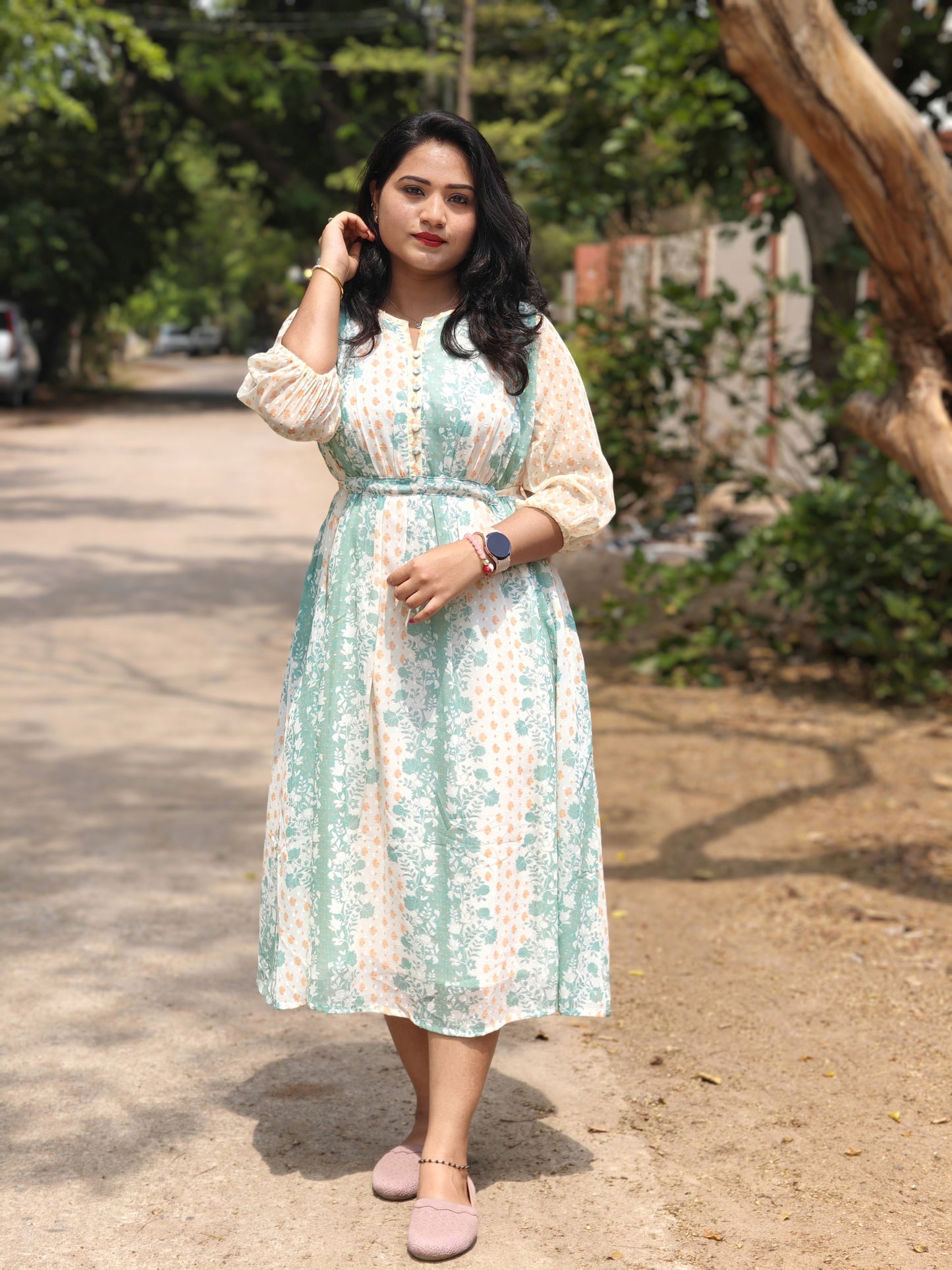 Off White Georgette Dress