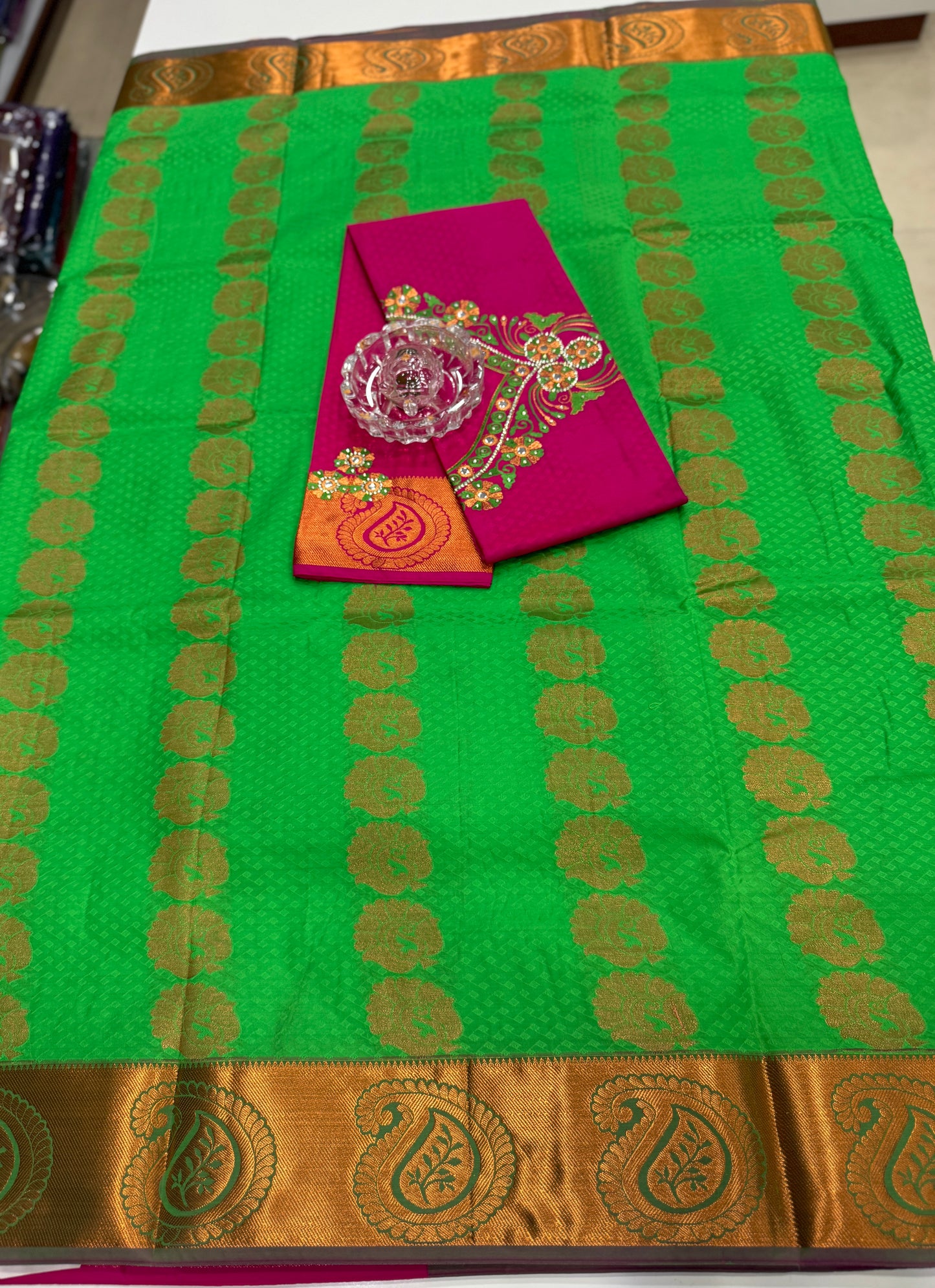 Soft Silk Saree with Cutwork and Stone Embellishments for Women