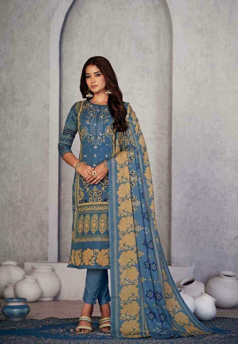 Soft Cotton Dress Material with Embroidery and Swarovski Work