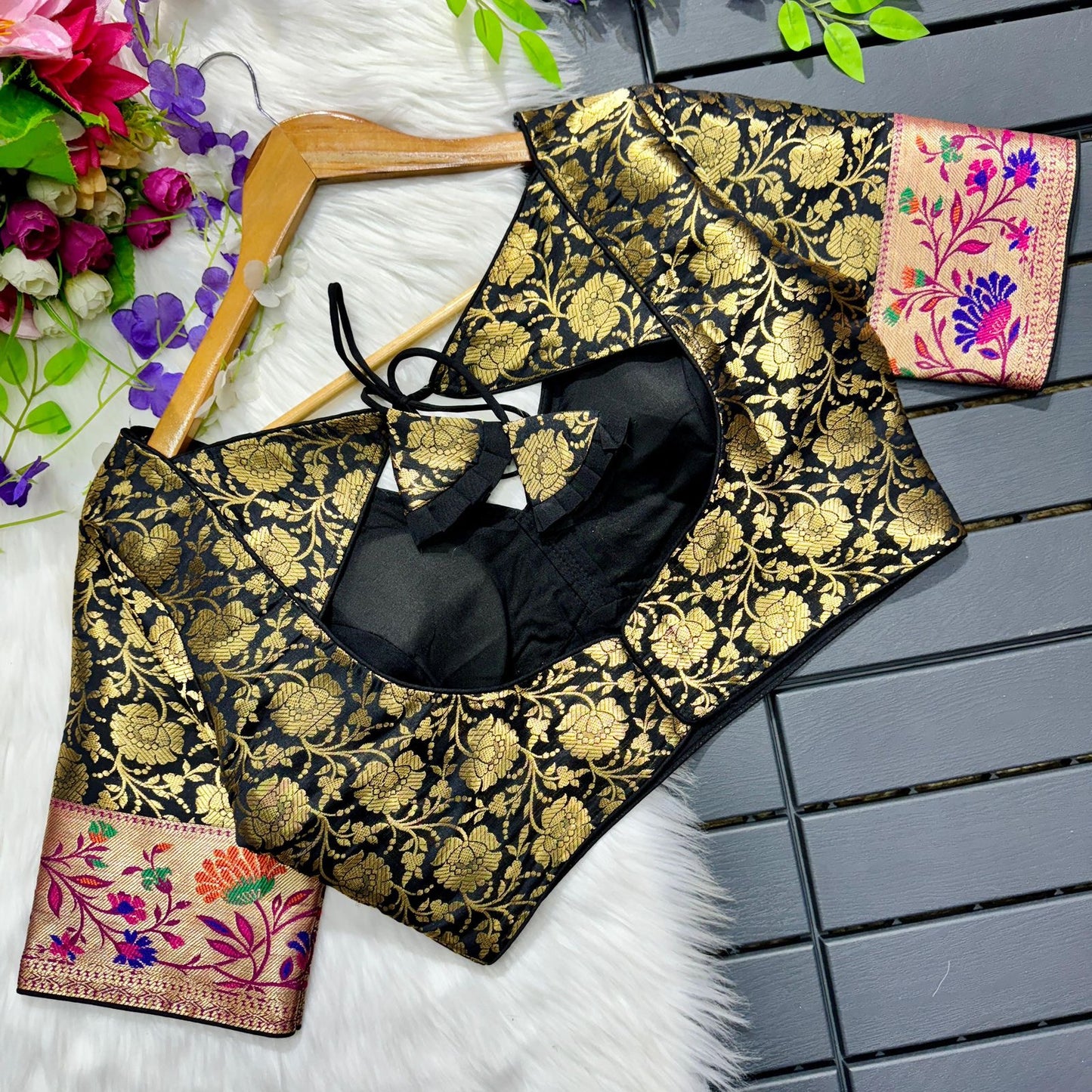 Festival Wear Blouse featuring intricate multi-meena work