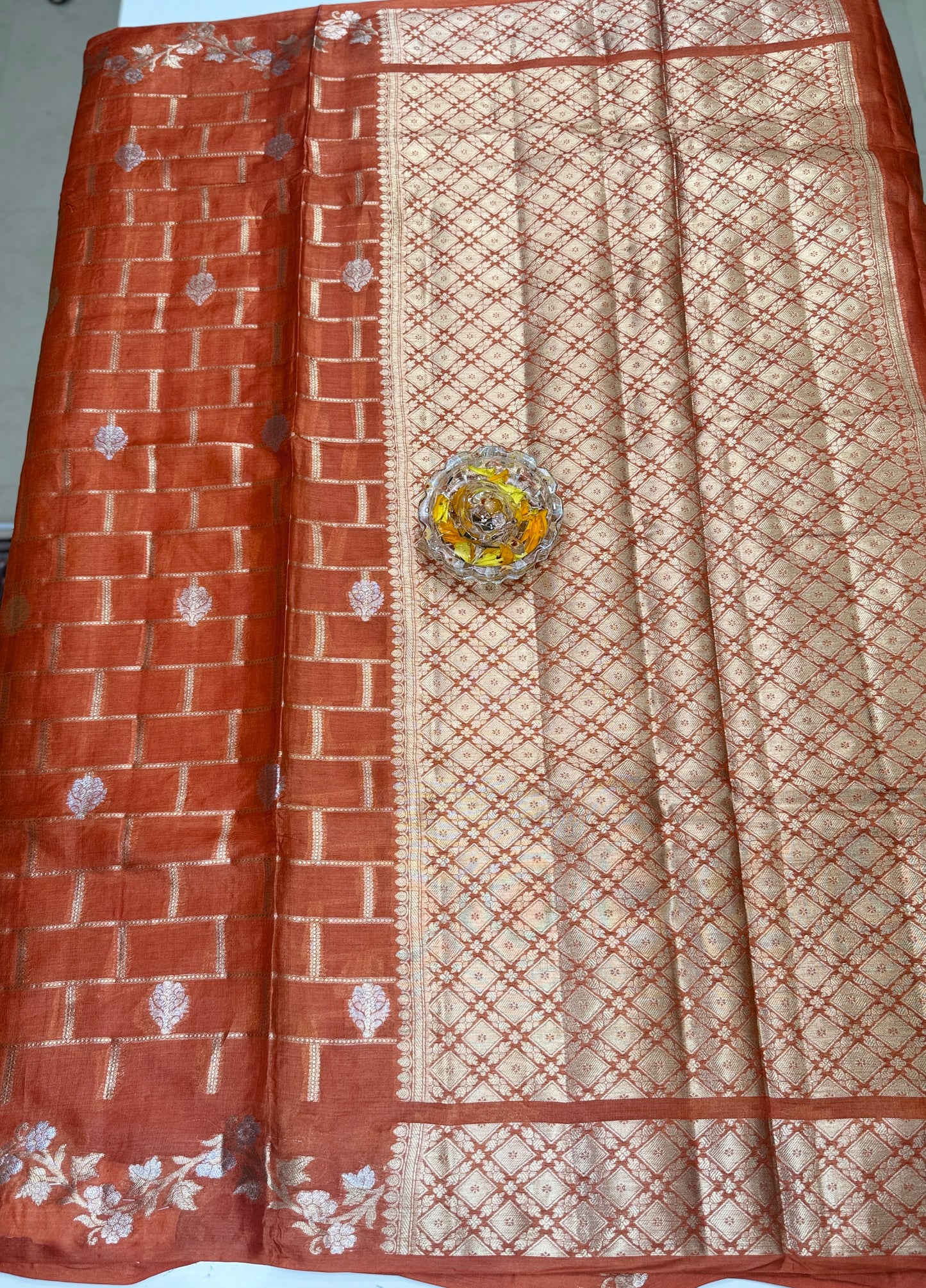 Pure Tussar Silk Jamdani Saree with Multicolor Zari Buta and Rich Pallu – Silk Mark Certified