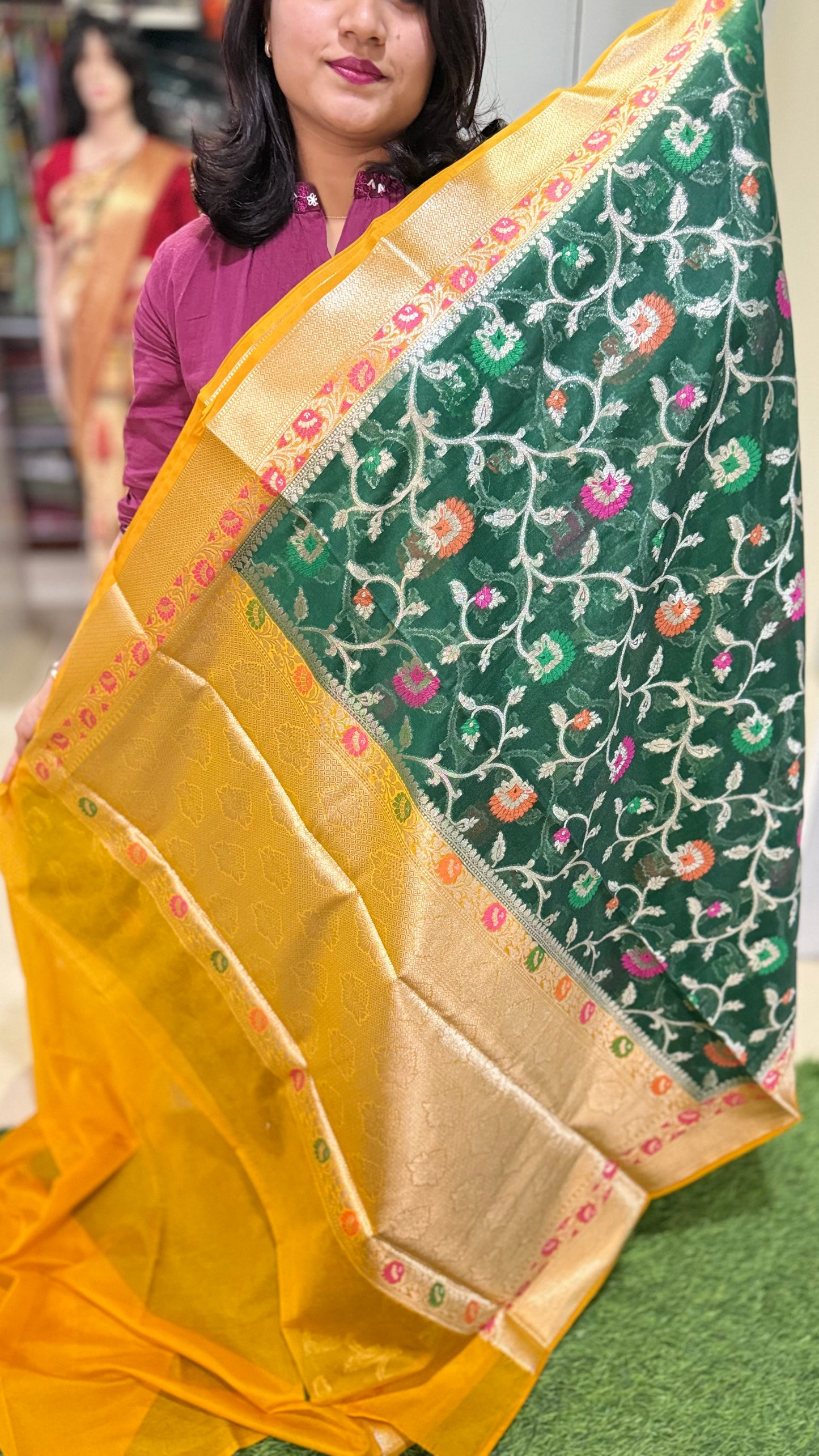 Diwali Dhamaka Offer: Banarasi Meenakari Georgette Silk Saree
