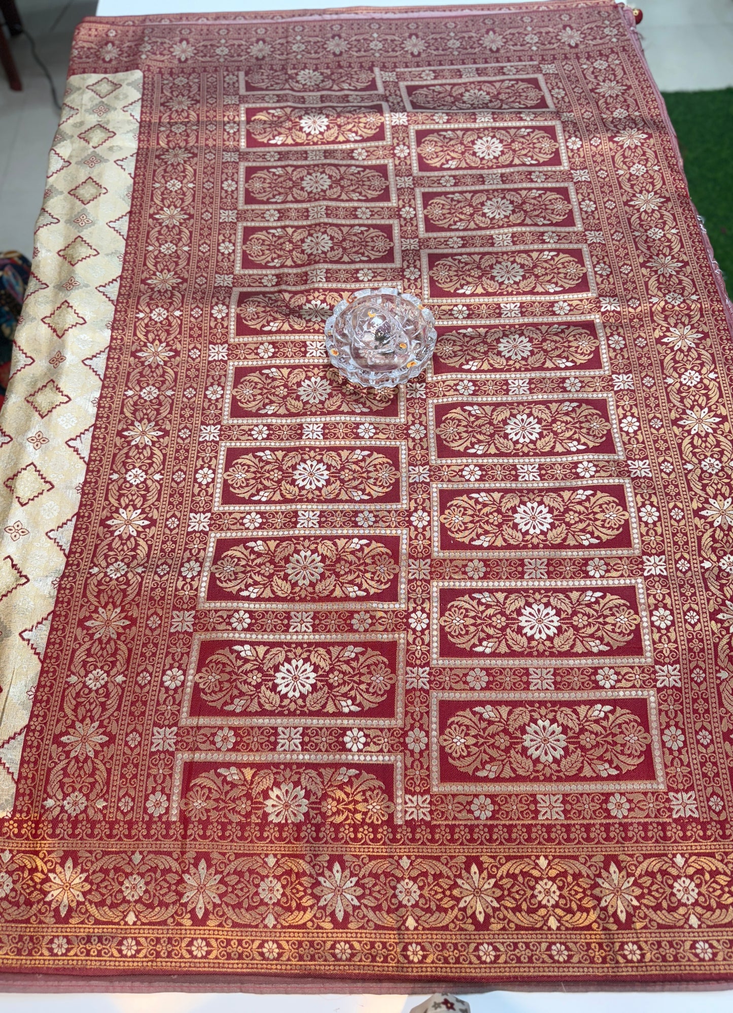 Kanjivaram Soft Silk Saree with Meenakari Weaving, Broad Pattu and Potli Tassels – Wedding Silk Saree for Women