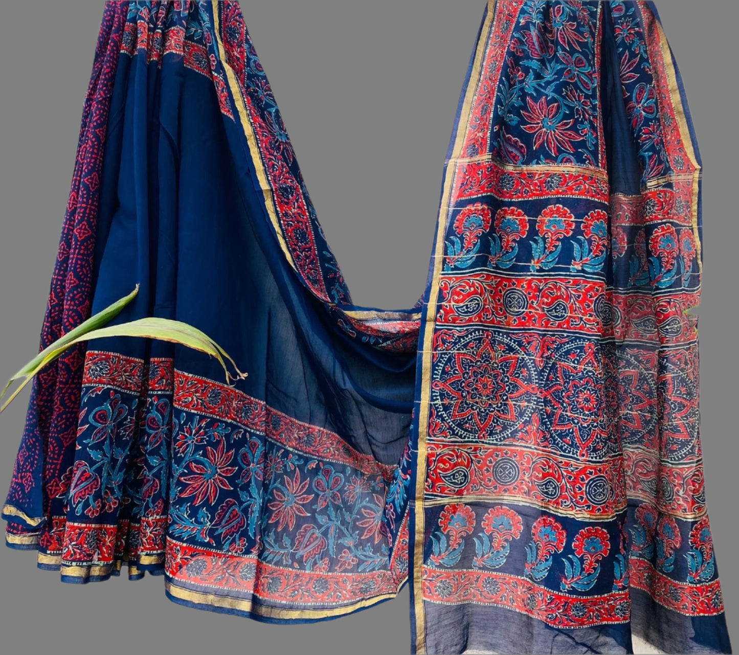 Chanderi Silk Saree with Intricate Handblock Print and Blouse Piece – Traditional Wear for Women