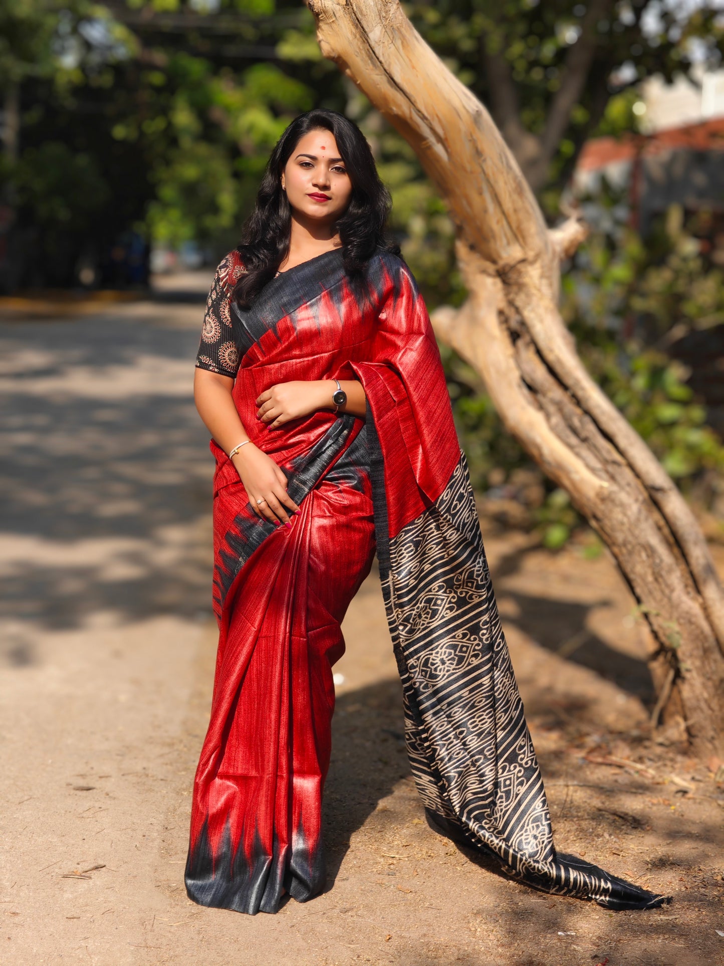 Handwoven Desi Tussar Ghicha Silk Saree for Women – Pure Silk with Blouse, Silk Mark Certified