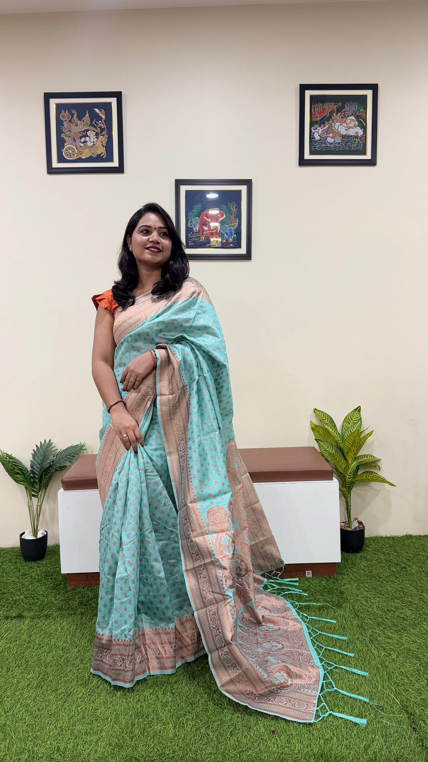 Semi Chanderi Woven Saree Code : 189 & 286 (blue)