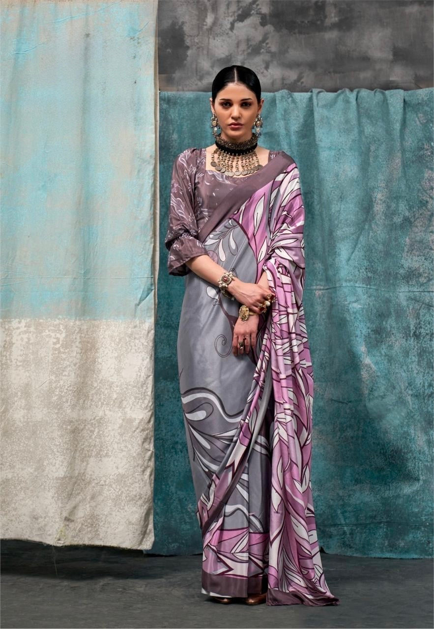 Pure Crepe Saree with Elegant Design and Matching Blouse Piece – Festive & Wedding Wear for Women