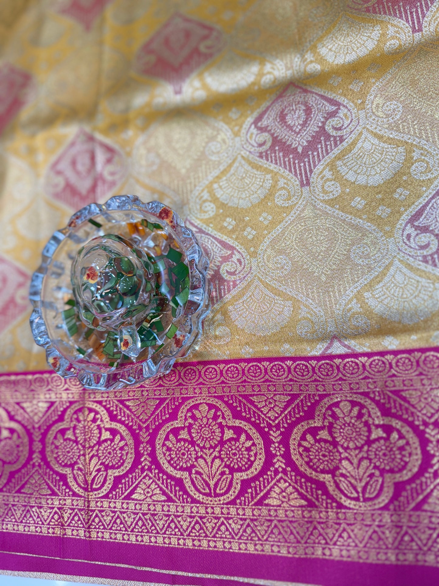 Tissue silk saree with rich zari weaving and contrast border for women