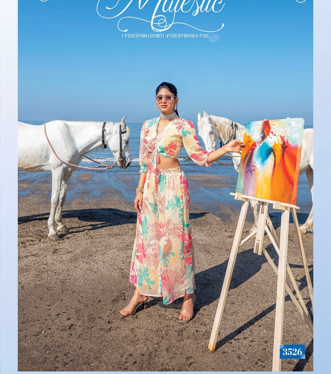 Elegant Summer Chic: Designer Crop Top with Palazzo Set in Premium Viscose Chiffon