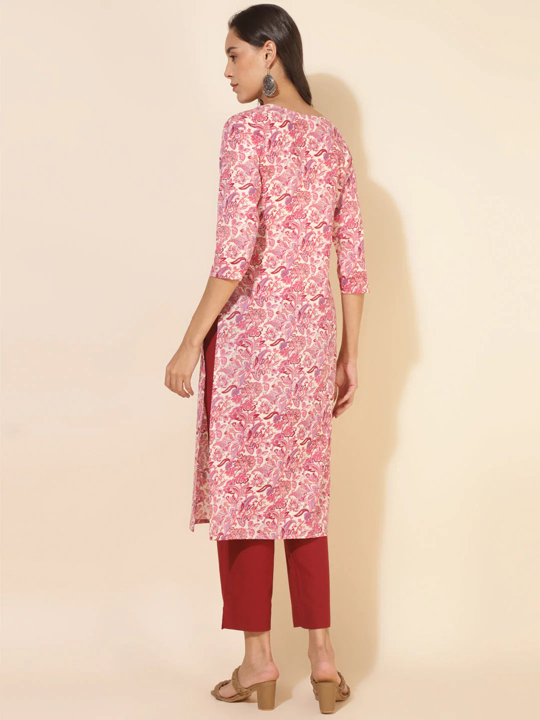 PRINTED KURTI FLORAL PINK MF4365