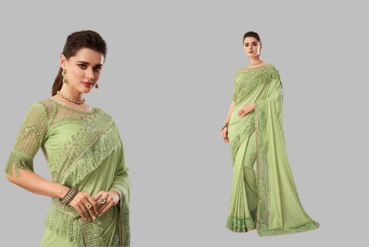 fancy fabric saree with refined drape and blouse – elegant ethnic wear for women
