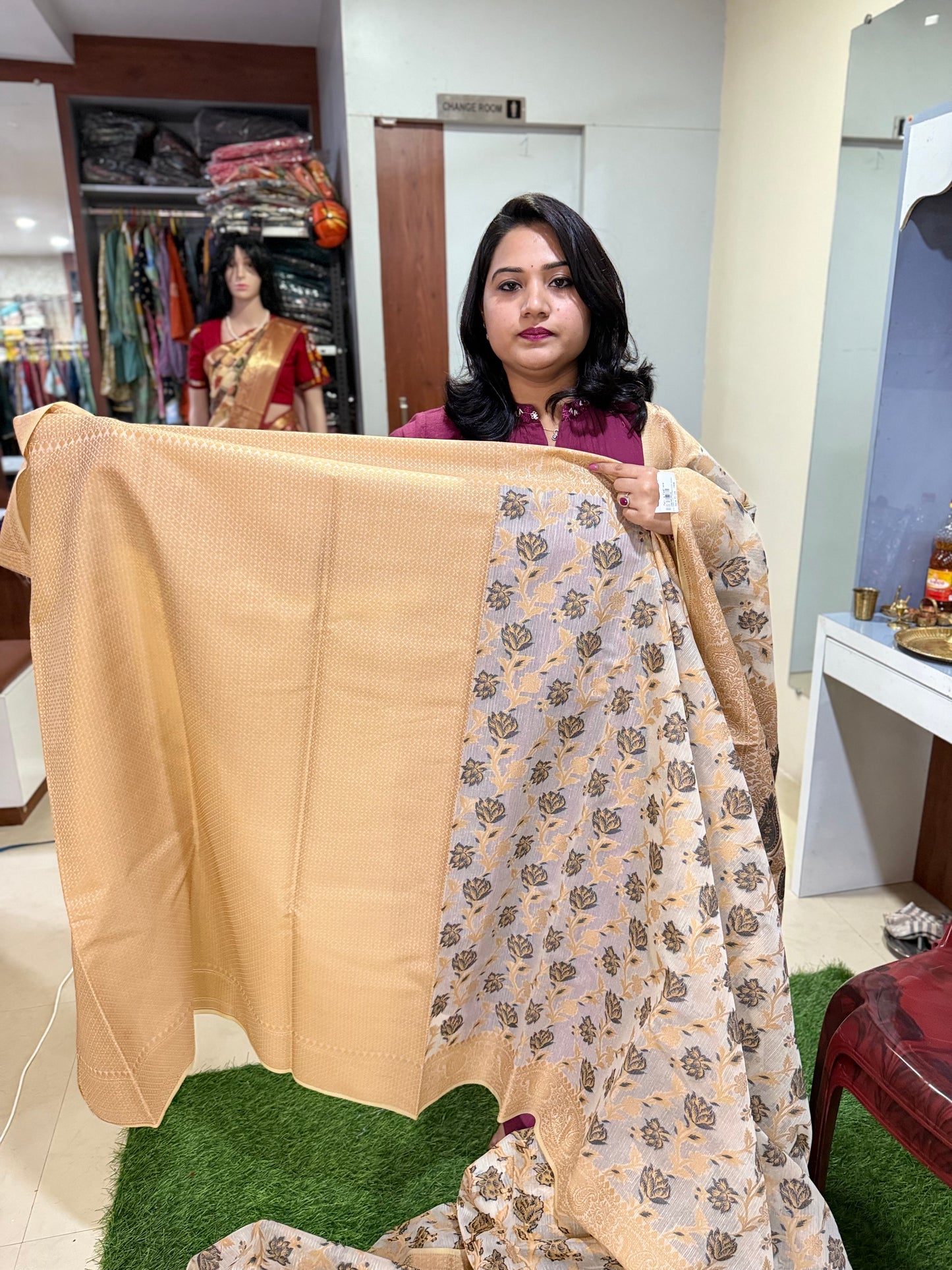 Kota Stripe Cotton Saree