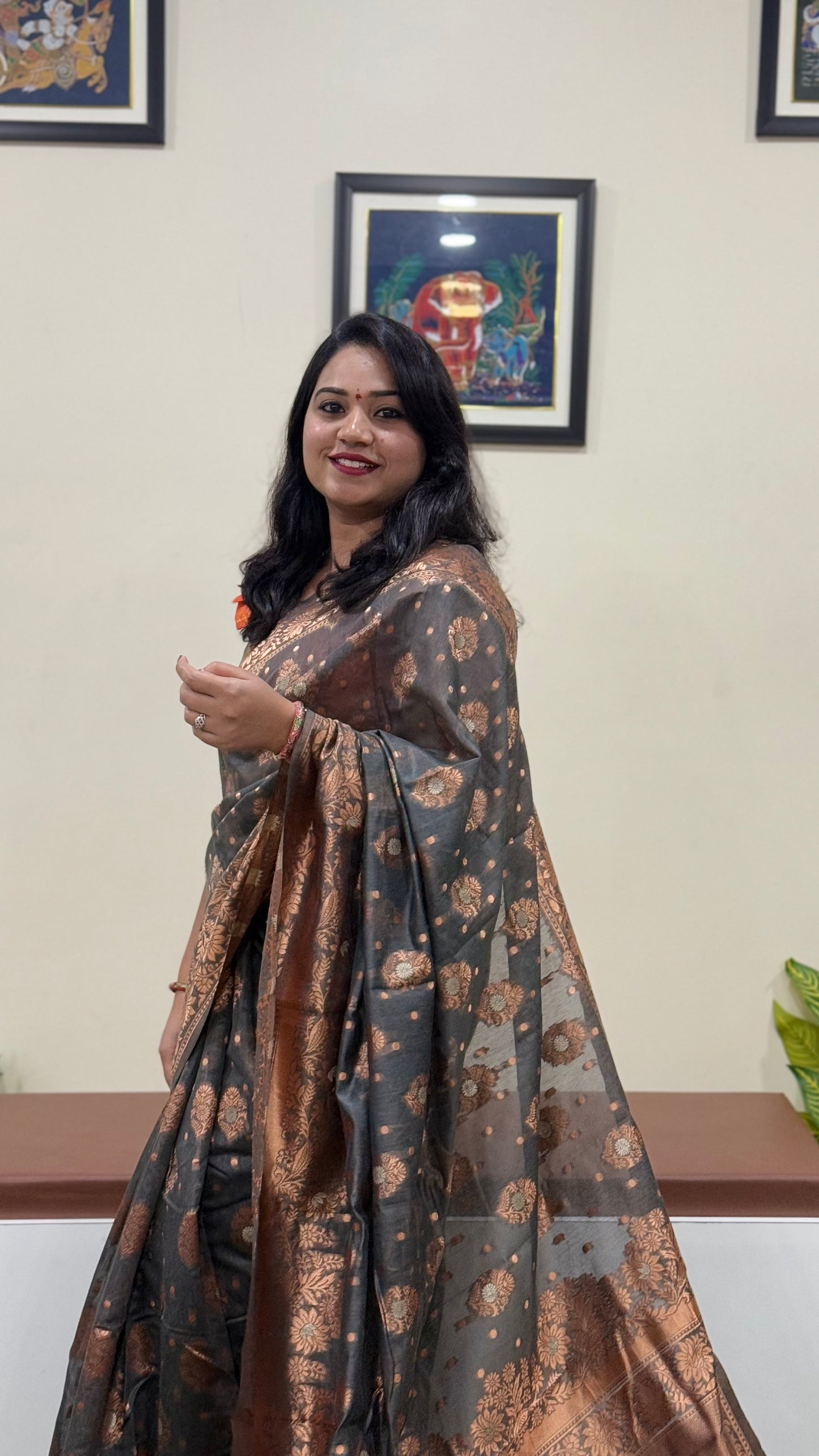Semi Chanderi Woven Saree Code : 189 & 286 (blue)