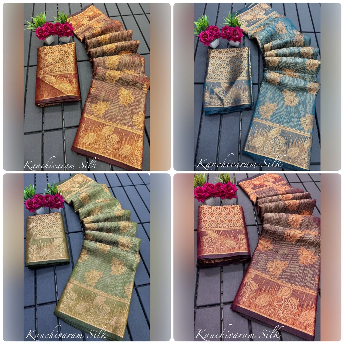 Kanchipuram Silk Handloom Heavy Zari Work Sarees
