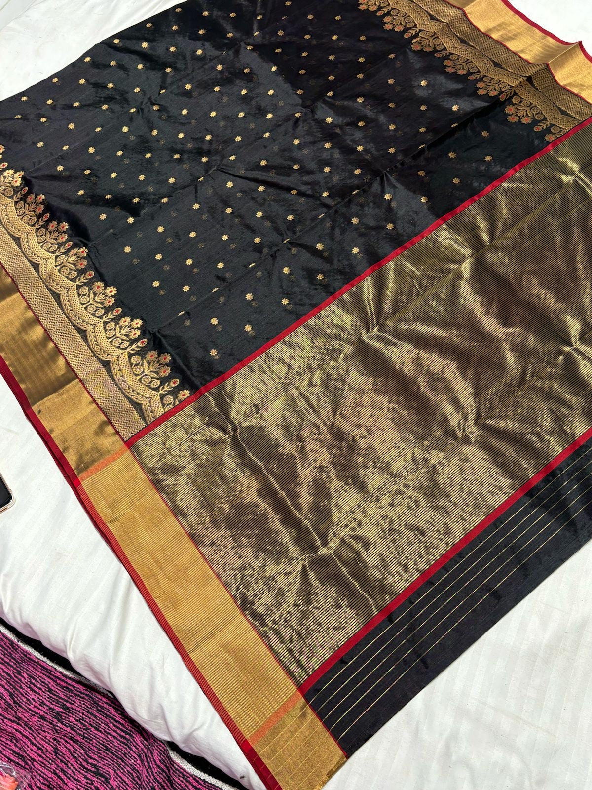 Pattu Silk All Over Butte Minakari Handborder Saree